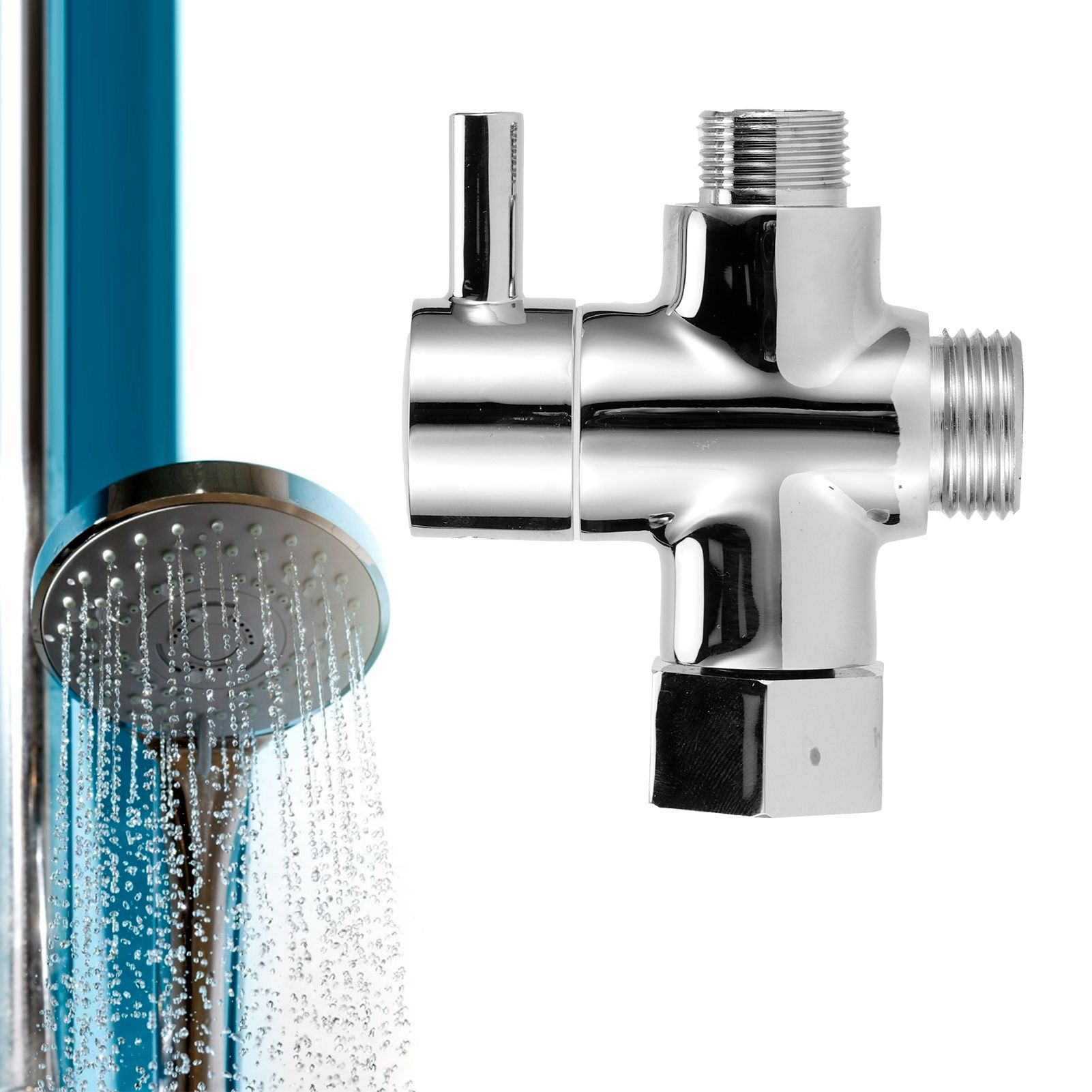 3Way Faucet Diverter Valve Bathroom Shower Parts for Handheld Showerhead Fixed view 10