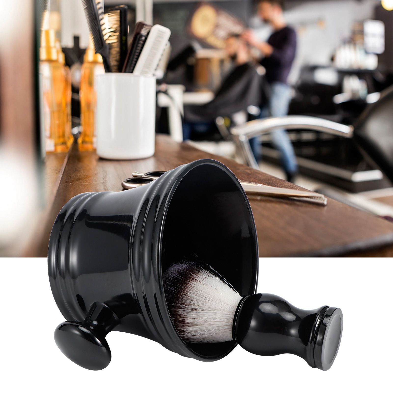 Shaving Soap Bowl Beard Care Soft Barber Cleaning Brush Nylon Mostache Shaving view 9