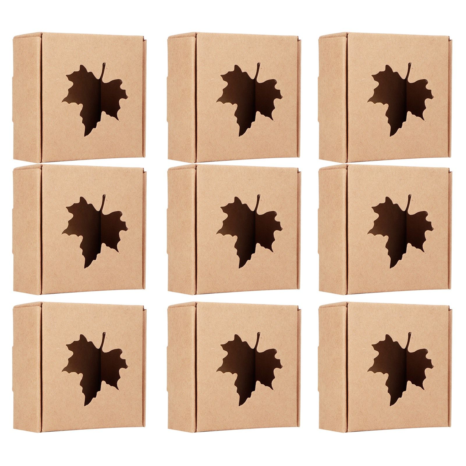 50Pcs Maple Leaf Pattern Kraft Paper Packing Box Small Gift Craft Wrapping Box view 4