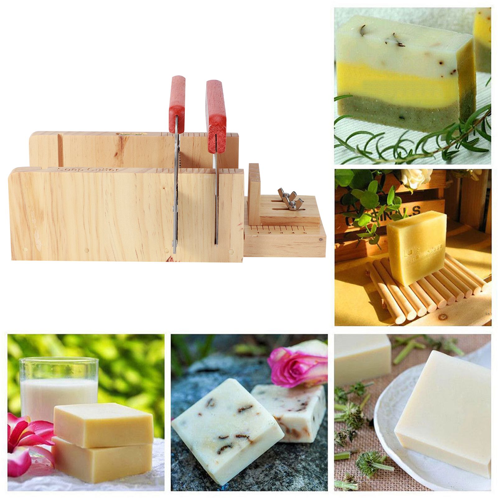 MultiFunction Adjustable Wood Soap Cutting Box HandMade Bread Cutter Mold for view 10