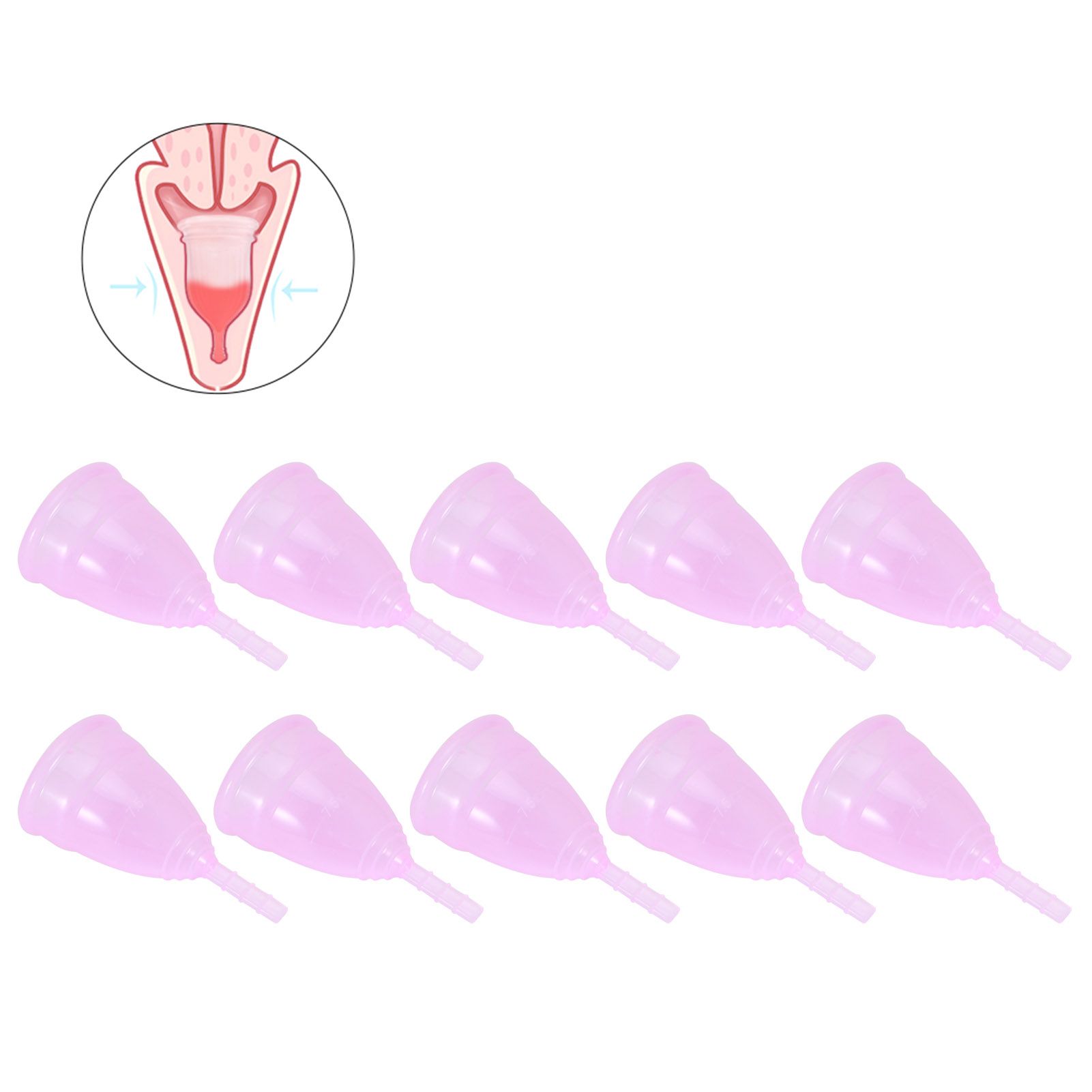 10pcs Silicone Menstrual Cup Reusable Female Lady Hygiene Cup Collector Body view 9
