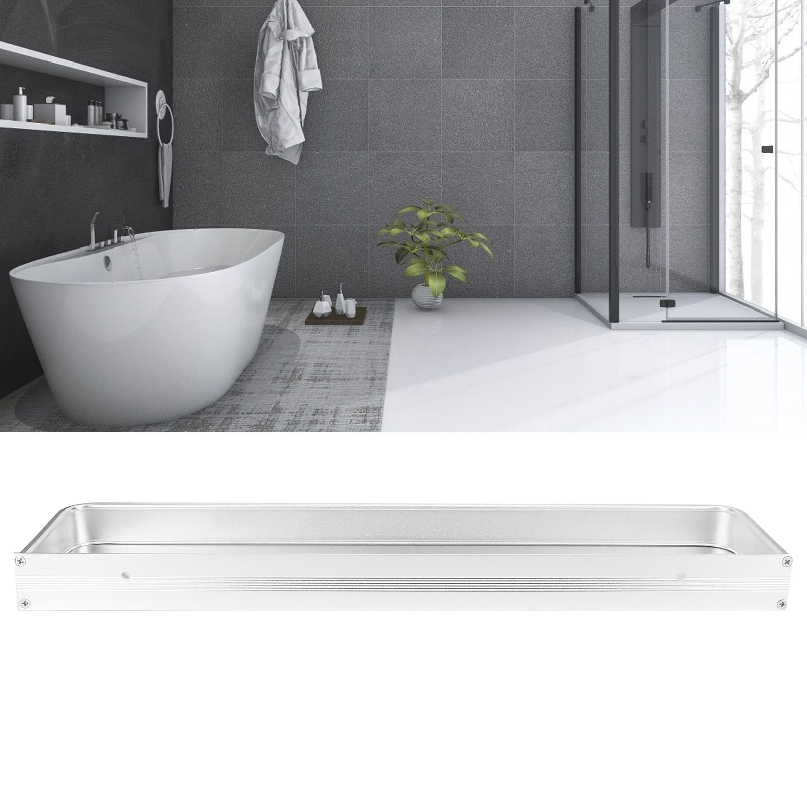 Bathroom Shelf Wall Mount Space Aluminium Shower Single Layer Shelf Shampoo view 10