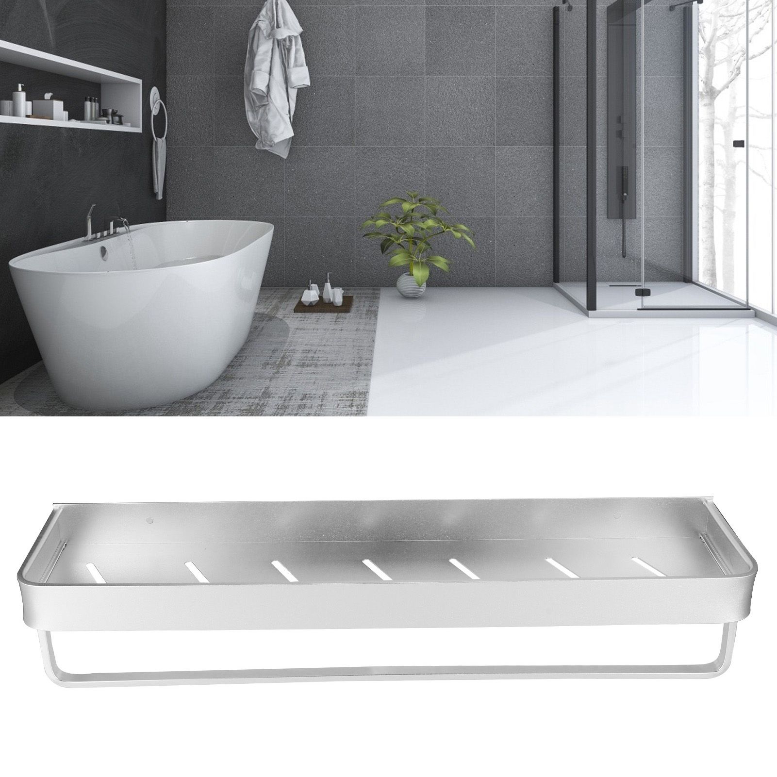 Bathroom Shelf Wall Mount Space Aluminium Shower Single Layer Shelf Shampoo view 10