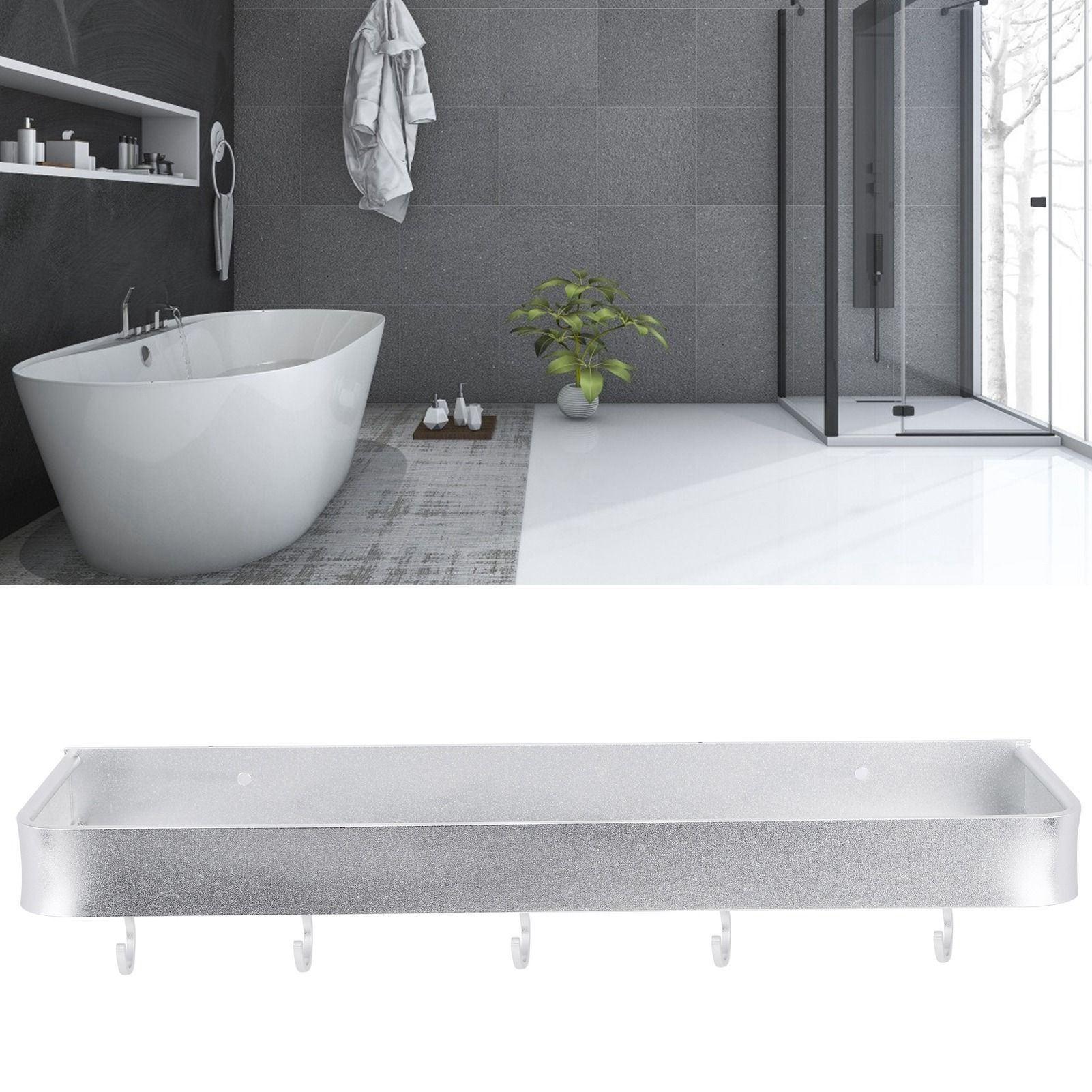 Bathroom Shelf Wall Mount Space Aluminium Shower Single Layer Shelf Shampoo view 10