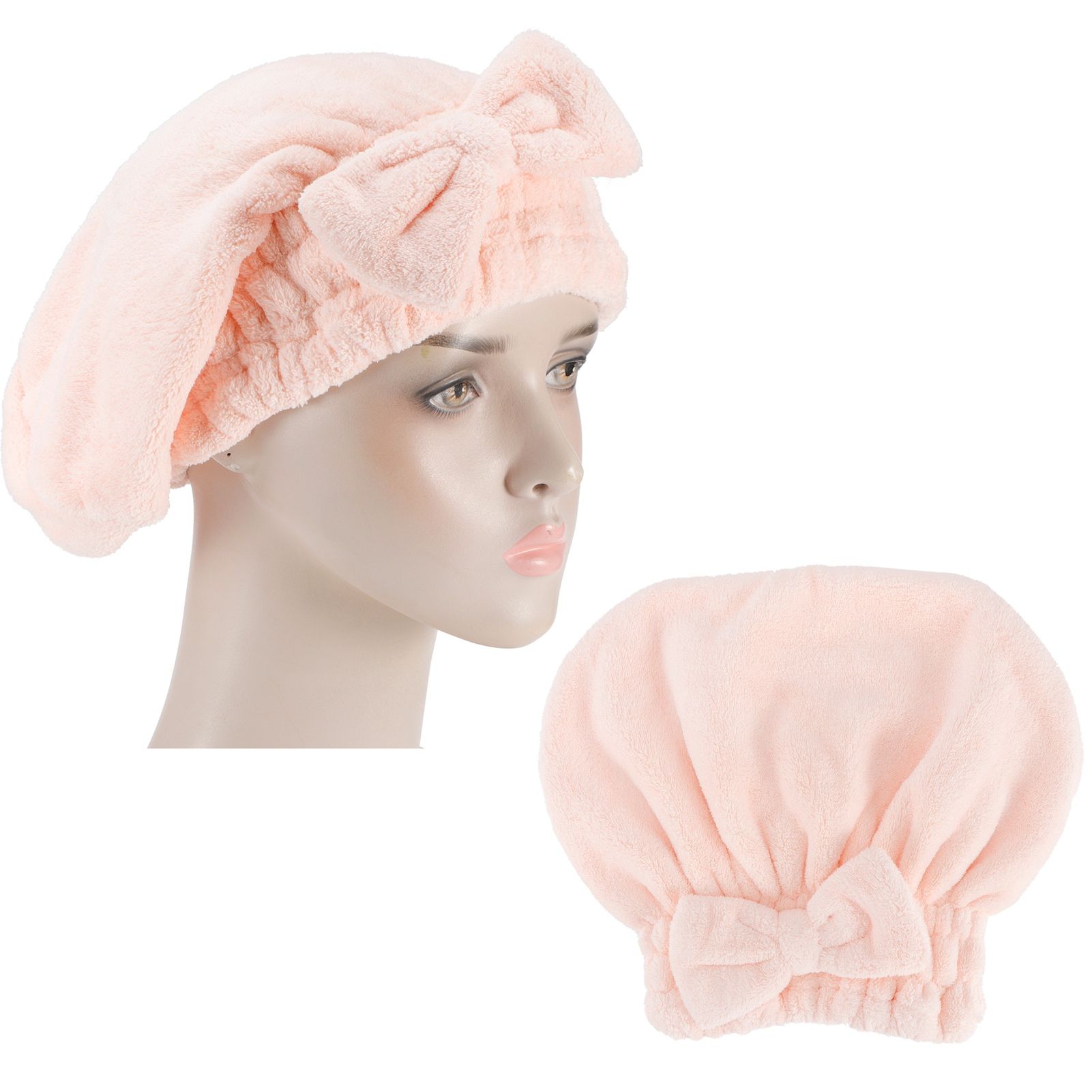 2PCS Coral Fleece Hair Drying Towels Absorbent Rapid Drying Thickening Hair view 9