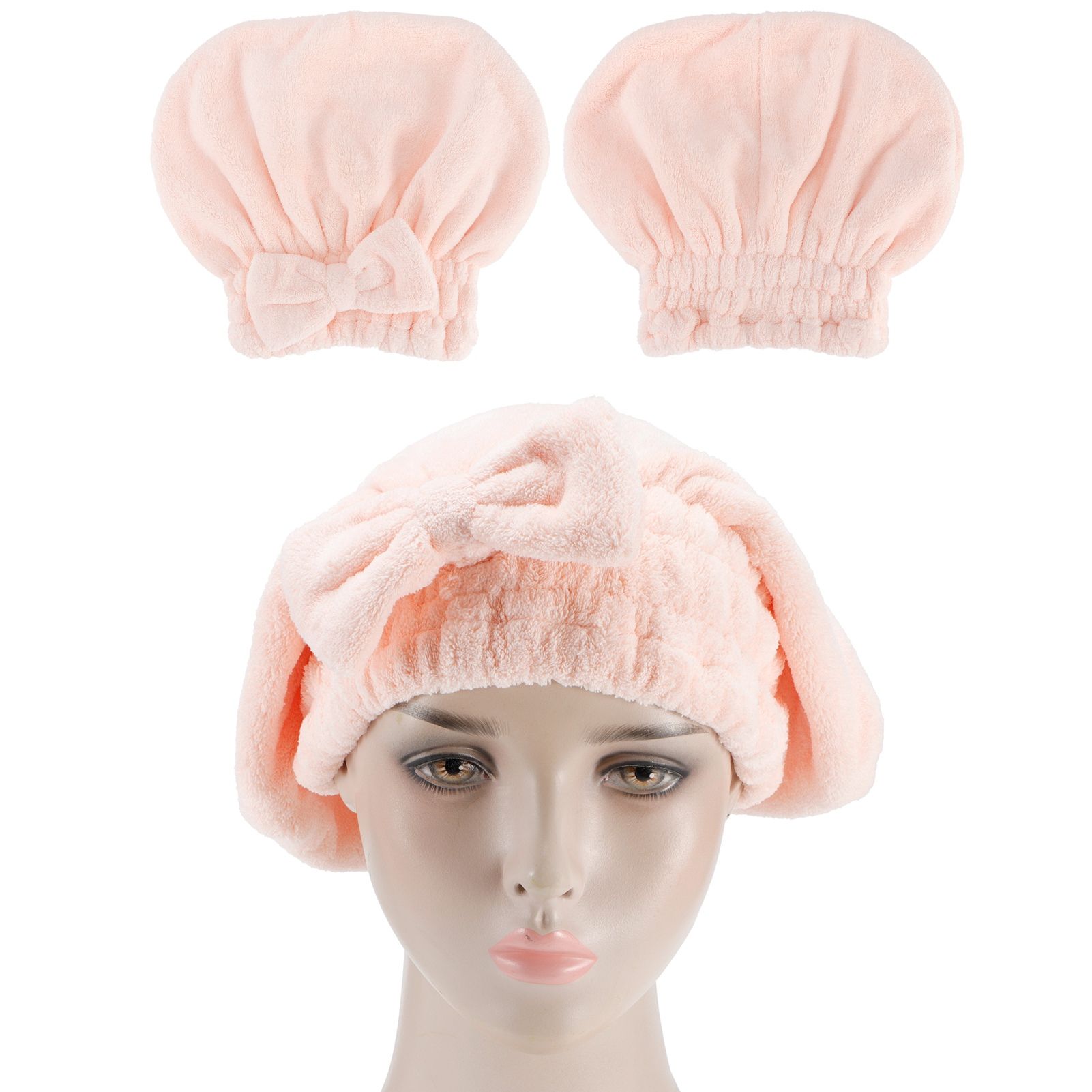2PCS Coral Fleece Hair Drying Towels Absorbent Rapid Drying Thickening Hair view 10