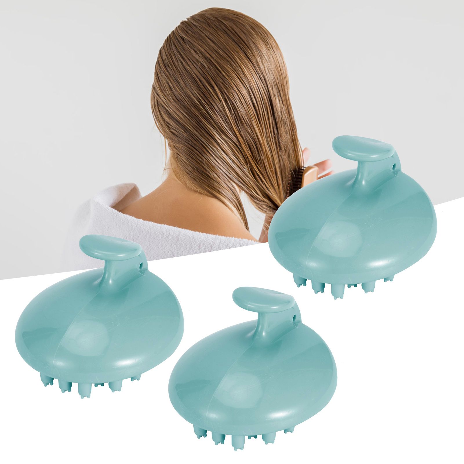 3Pcs Scalp Massage Brush Adult Universal Hairdressing Shampoo Wash Hair Combblue view 9