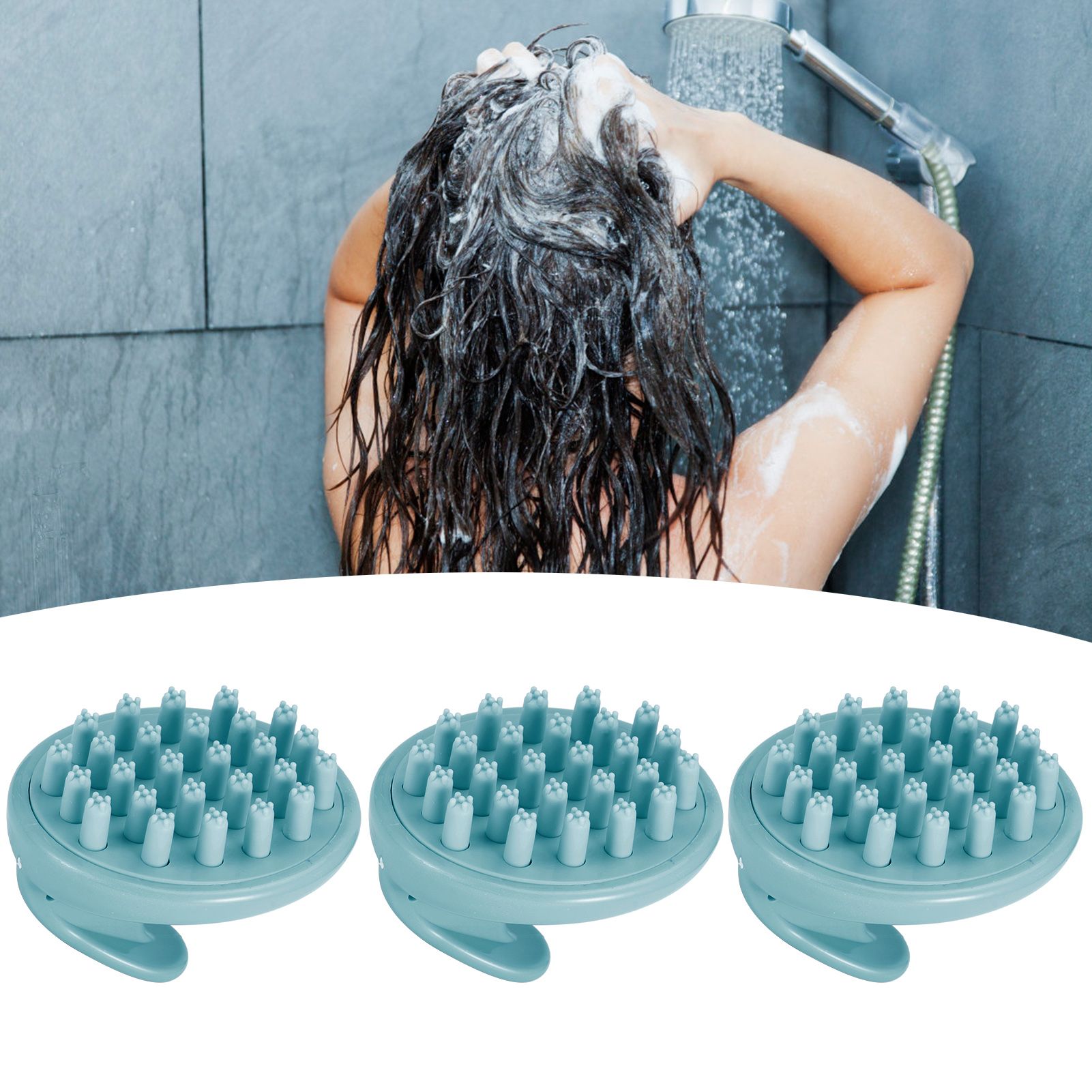 3Pcs Scalp Massage Brush Adult Universal Hairdressing Shampoo Wash Hair Combblue view 10