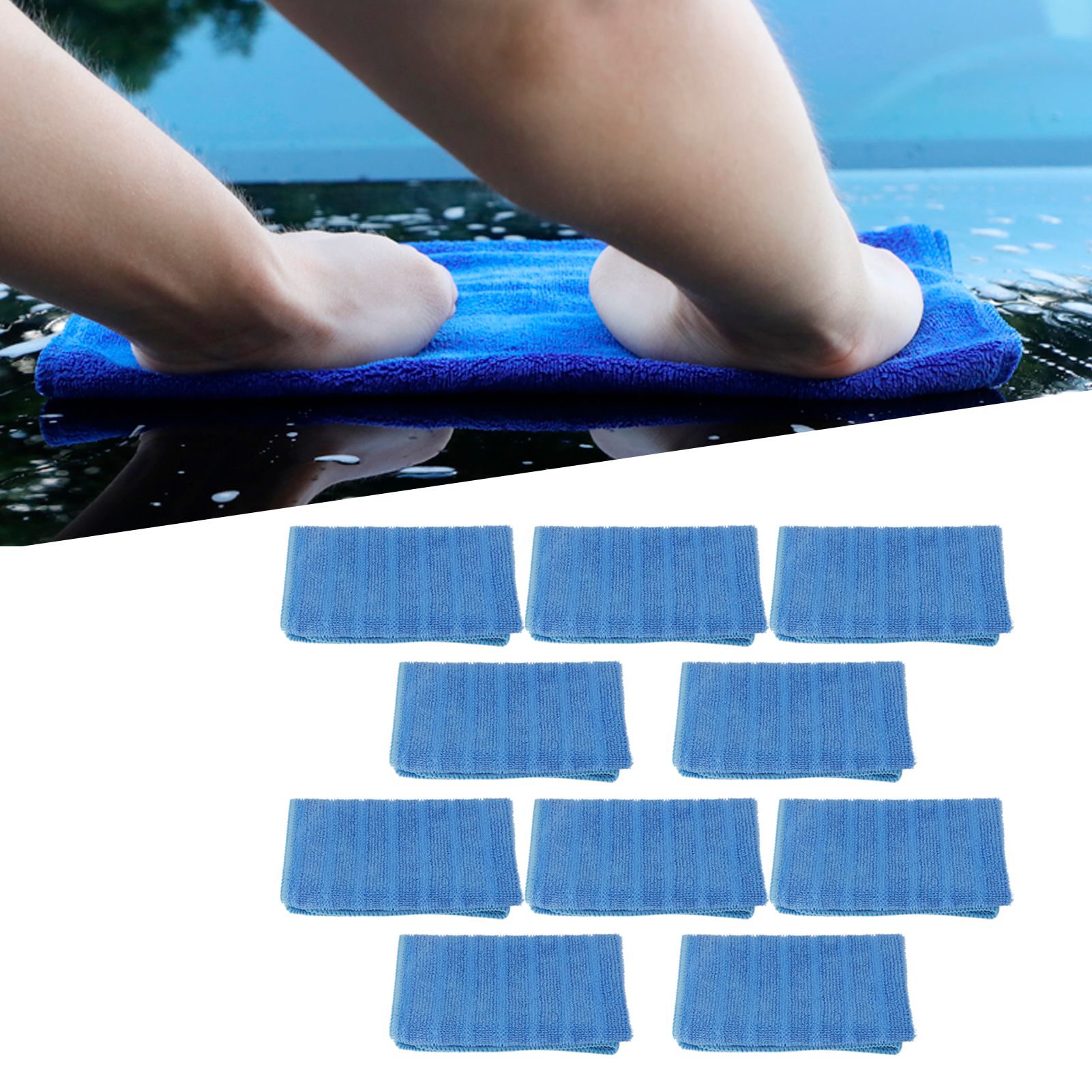 10Pcs Blue Clean Towel Square Soft Microfiber Towel Home Kitchen Cleaning Supplies view 10
