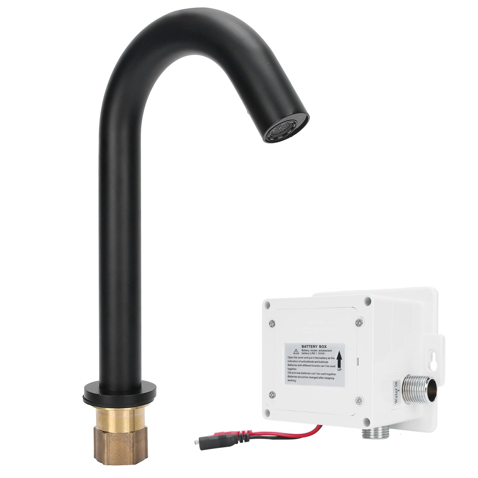 G1/2 Black Sensor Faucet Copper Vertical Intelligent Automatic Washbasin Tap