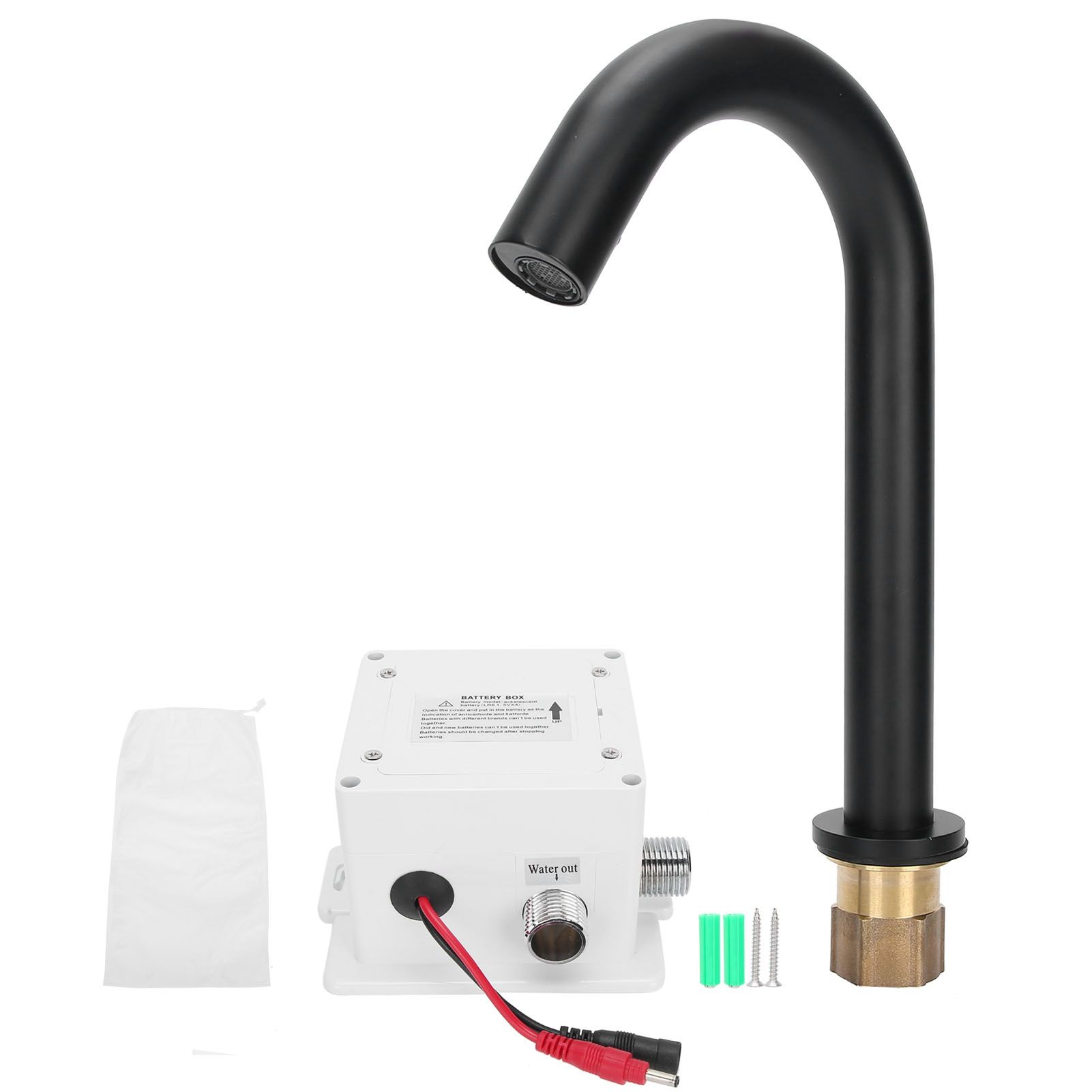 G1/2 Black Sensor Faucet Copper Vertical Intelligent Automatic Washbasin Tap view 2