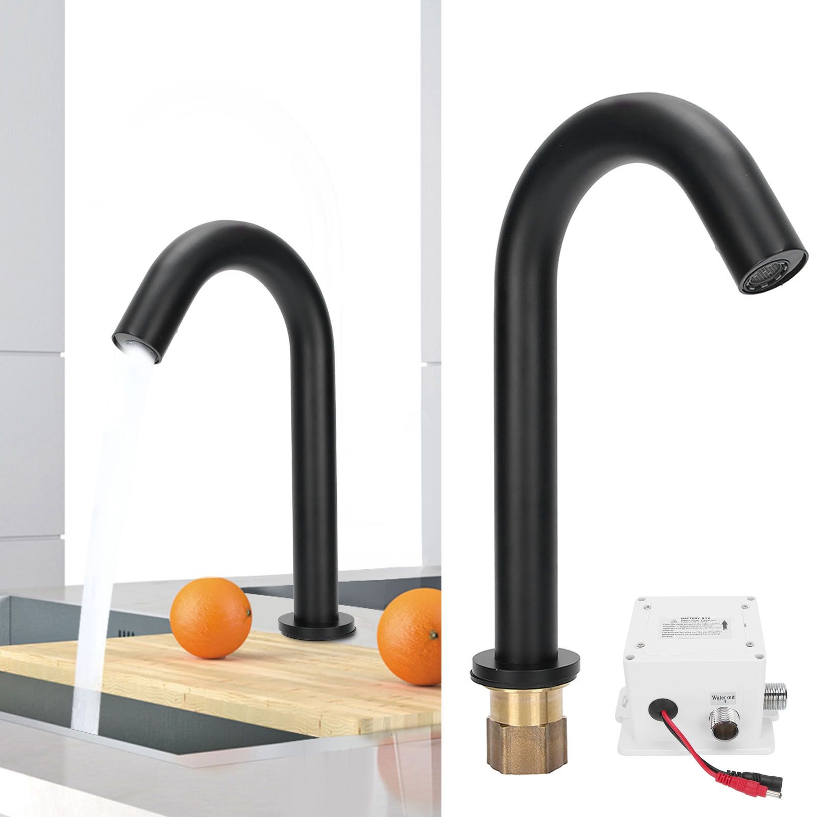 G1/2 Black Sensor Faucet Copper Vertical Intelligent Automatic Washbasin Tap view 10