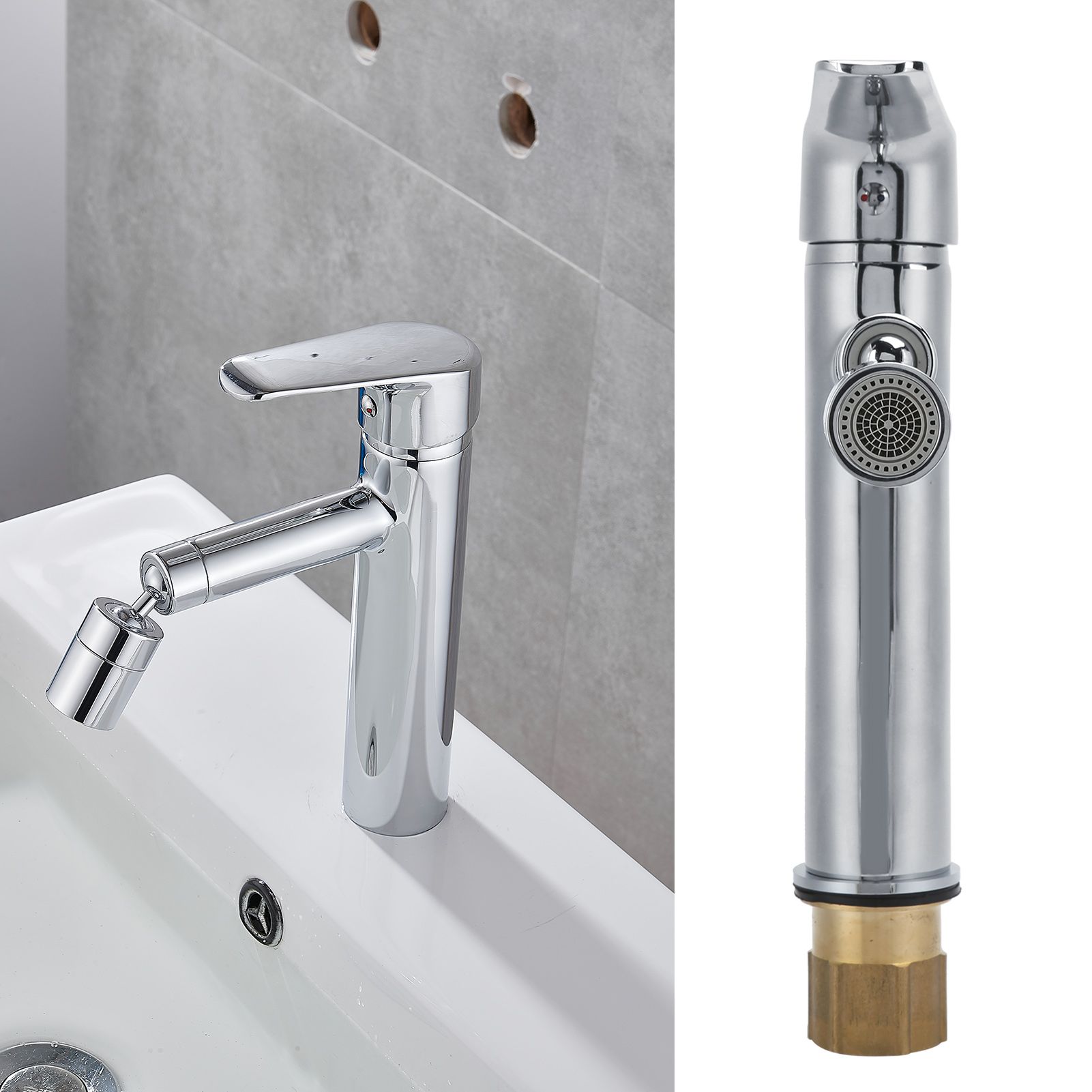 Bath Basin Faucet Rotation Cold Hot Water Sink Copper Mixer Tap for Bathroom view 9
