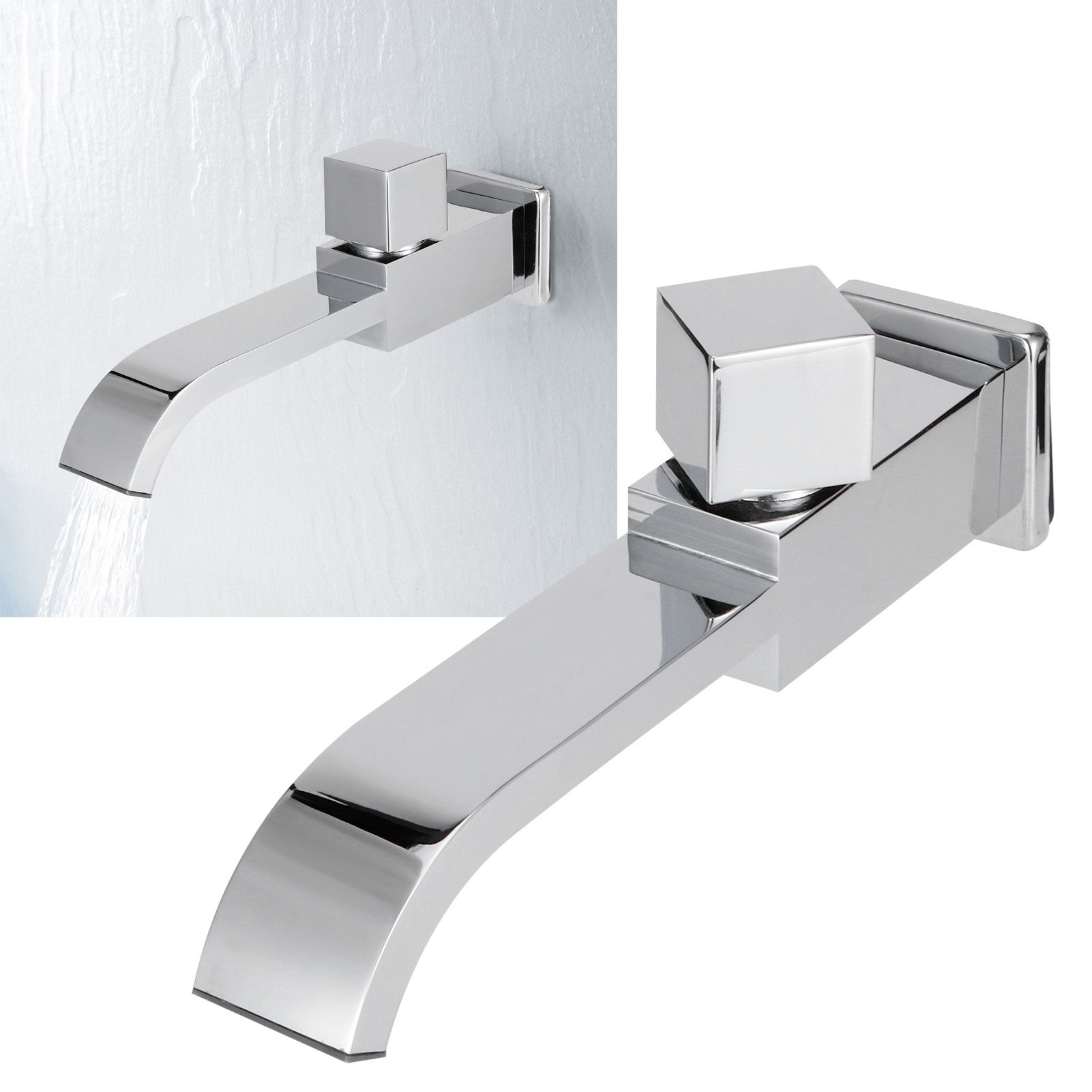 G1/2 Wall in Faucet Single Cold Waterfall Sink Basin Water Tap Bathroom view 9