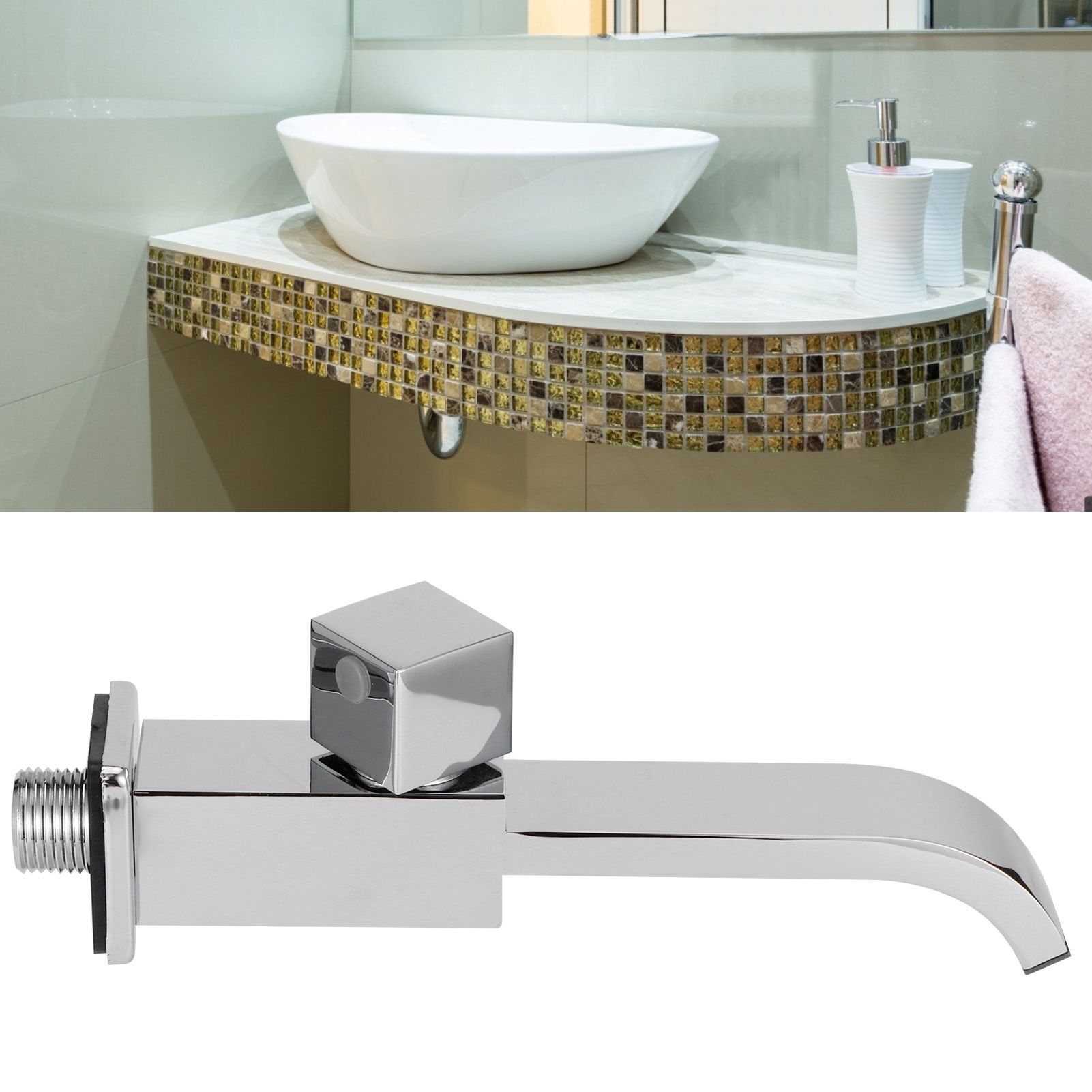 G1/2 Wall in Faucet Single Cold Waterfall Sink Basin Water Tap Bathroom view 10