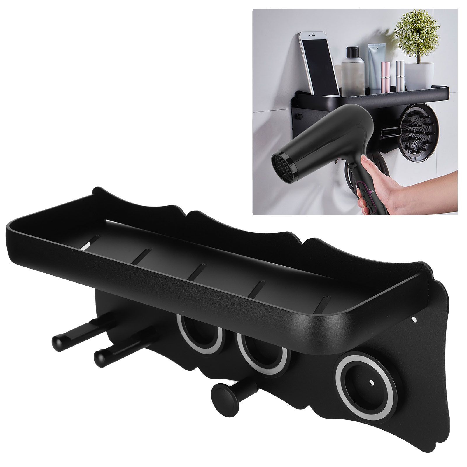Hair Blower Stand Organizer WallMounted Hair Dryer Holder Bathroom Storage view 9