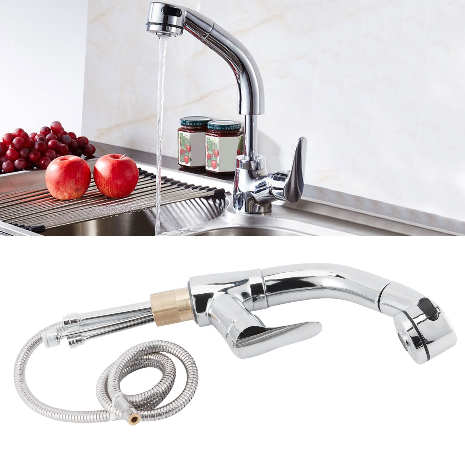 G1/2 Pull Out Bathroom Sink Faucet 360 Degree Rotatable Lift Type Hot and Cold view 9