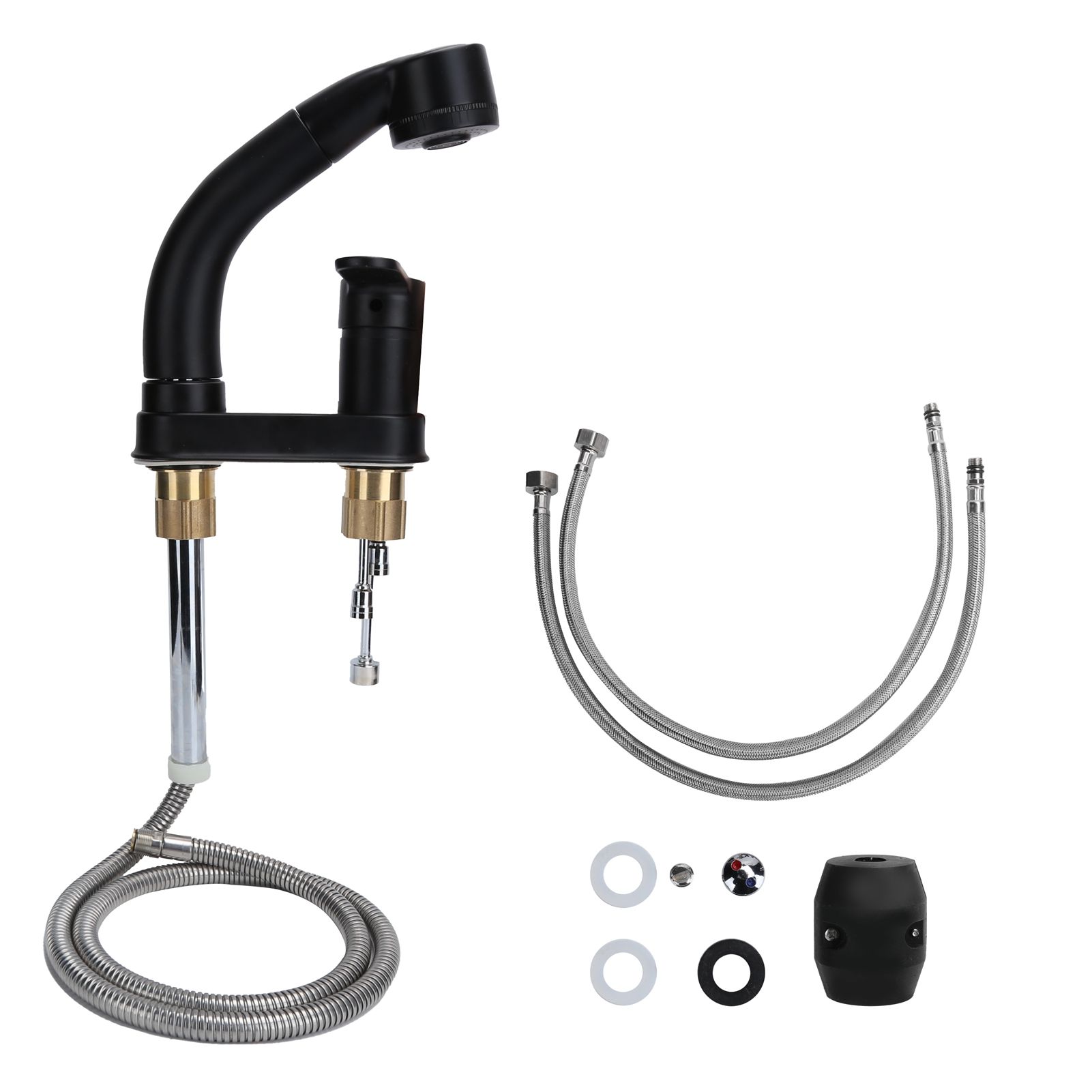 G1/2 Kitchen Cold and Hot Water Faucet Rotatable Sink Mixer Tap with Pull Out view 2