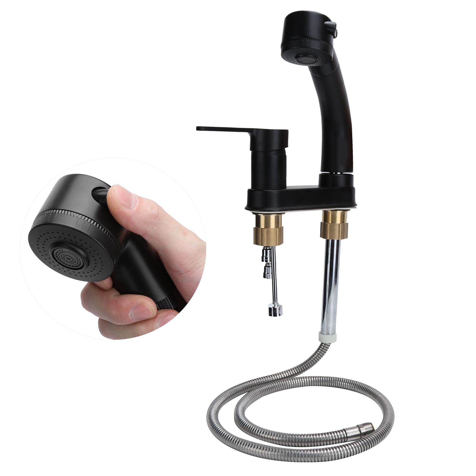 G1/2 Kitchen Cold and Hot Water Faucet Rotatable Sink Mixer Tap with Pull Out view 8
