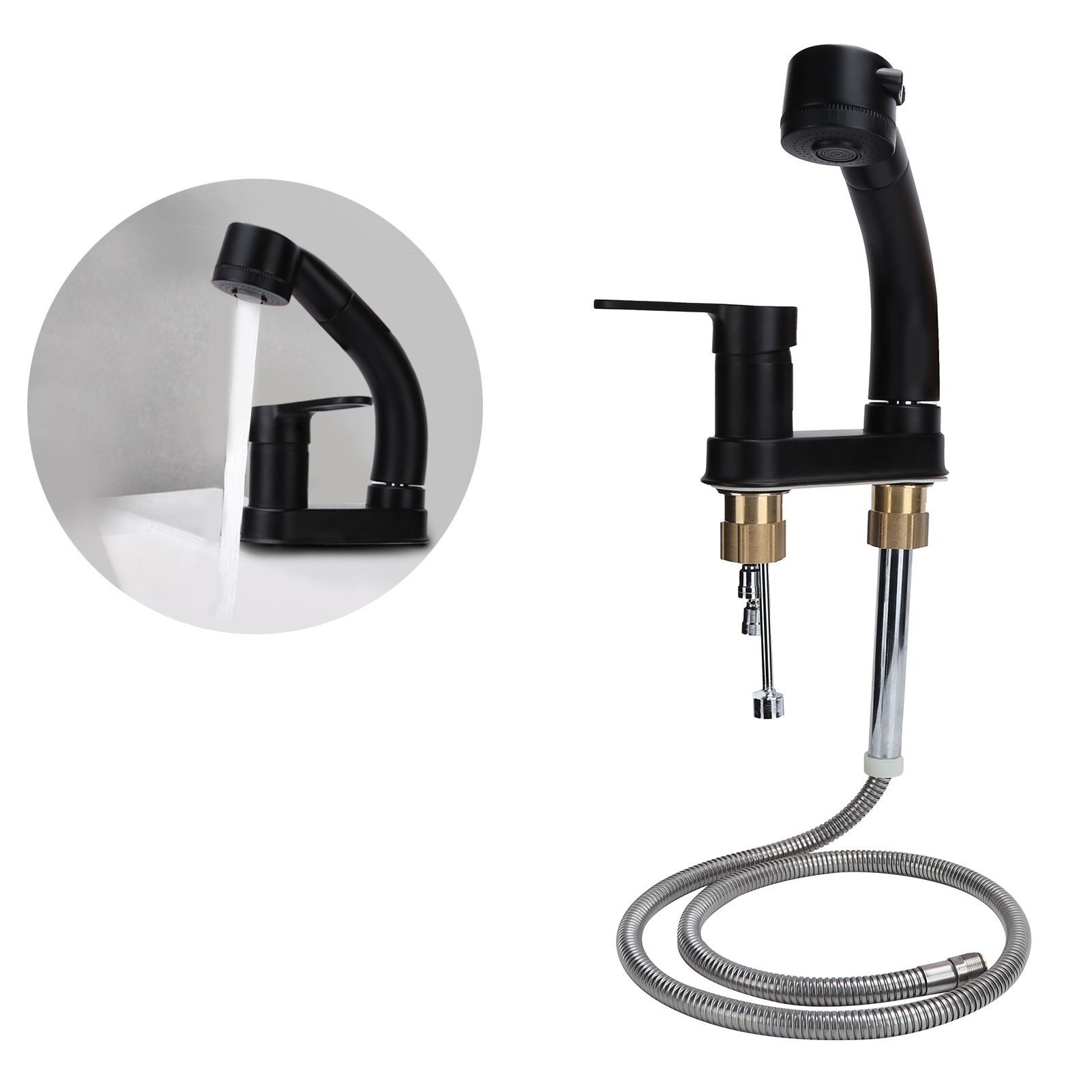 G1/2 Kitchen Cold and Hot Water Faucet Rotatable Sink Mixer Tap with Pull Out view 10