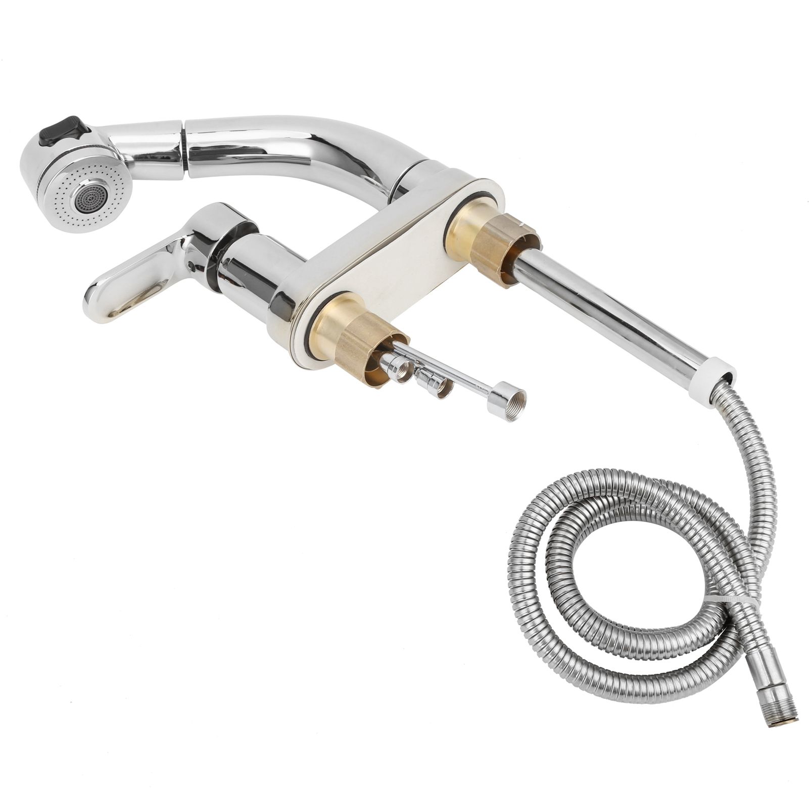 G1/2 Faucet Telescopic Rotatable Pull Out Cold Hot Water Mixer Tap for view 6