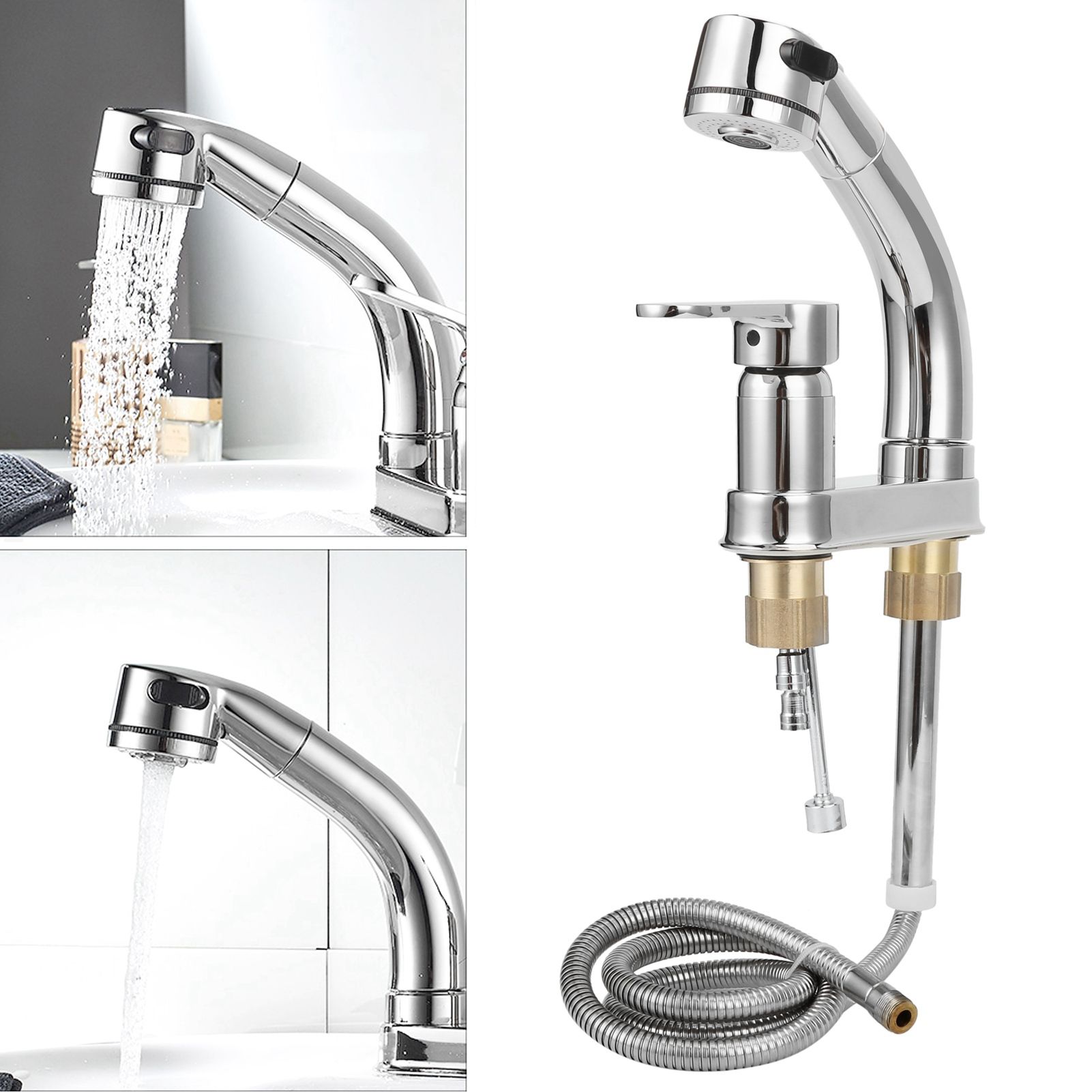 G1/2 Faucet Telescopic Rotatable Pull Out Cold Hot Water Mixer Tap for view 10