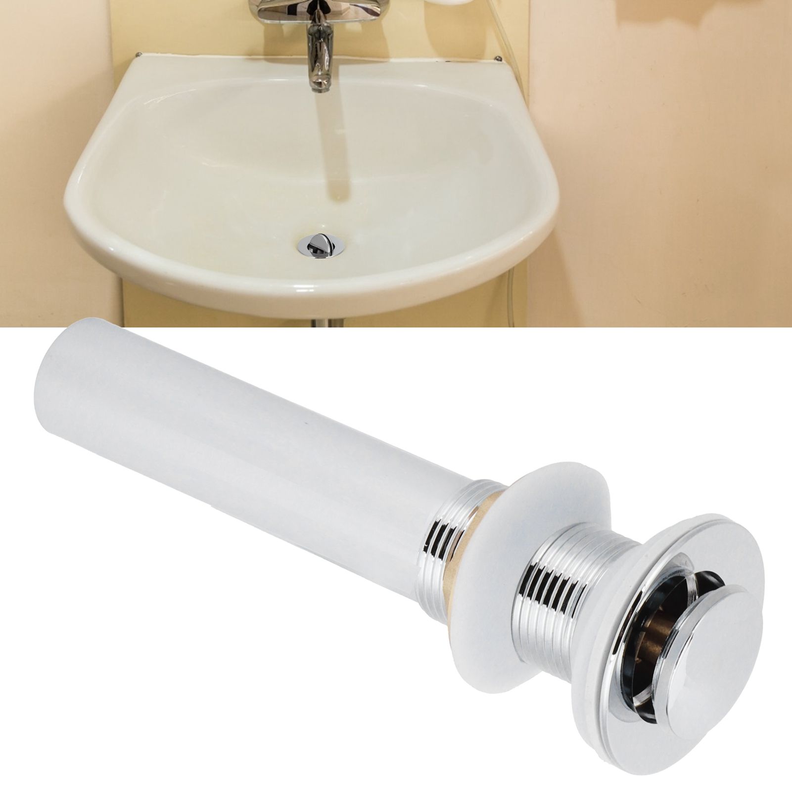 Basin Drain Sink Drain Stopper Electroplating Popup Drainer NonOverflow view 9