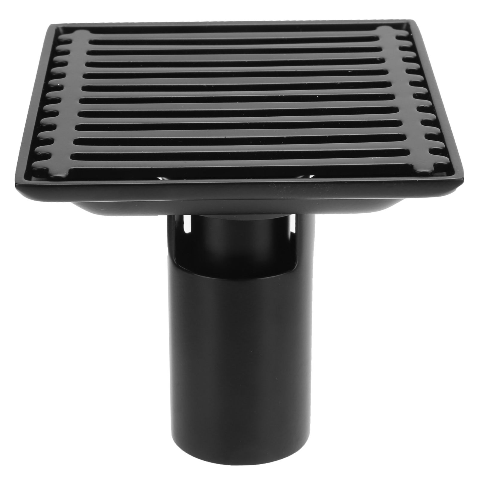 Floor Drain with Removable Cover Grille Square Shaped Shower Drain 10x10cm Black view 3