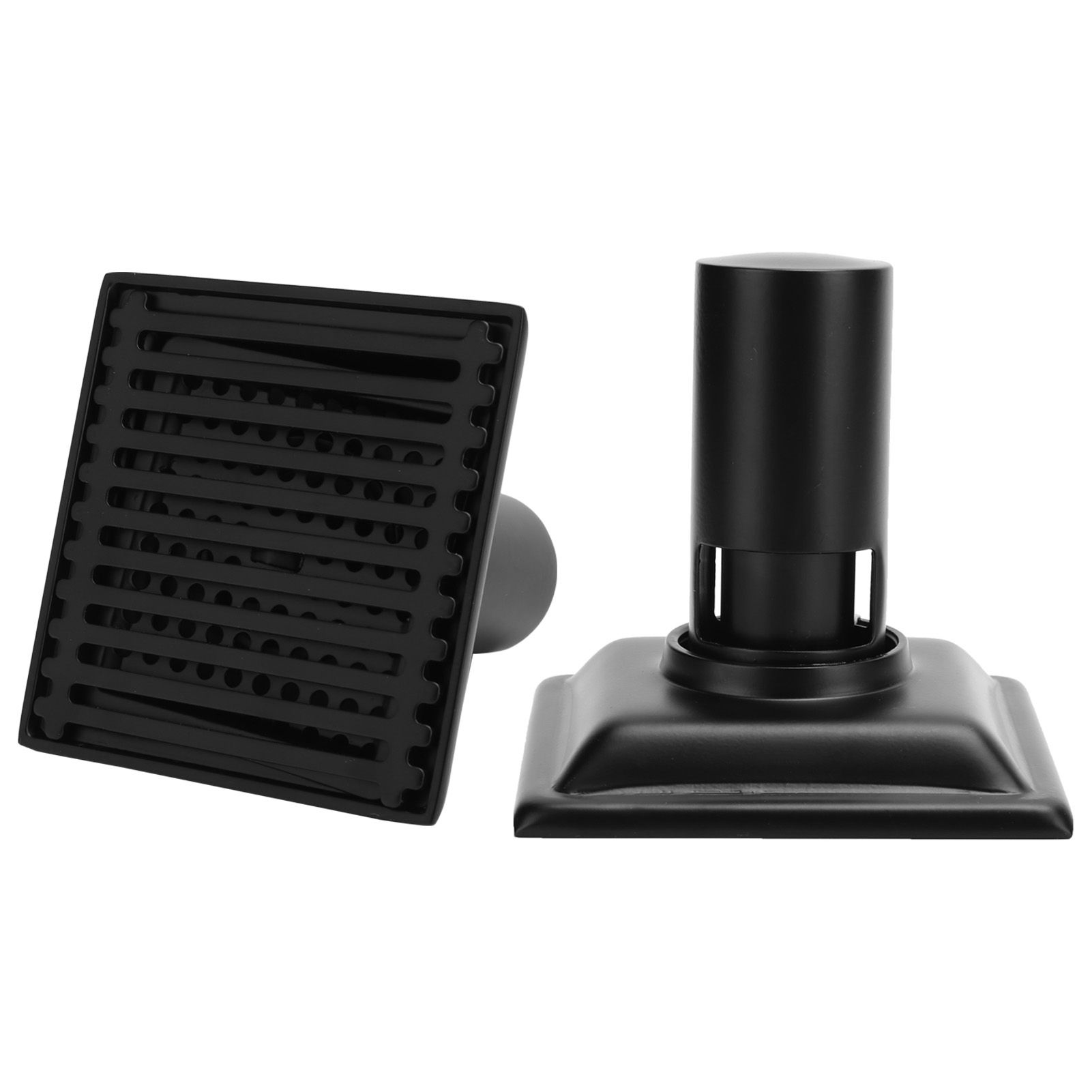 Floor Drain with Removable Cover Grille Square Shaped Shower Drain 10x10cm Black view 8