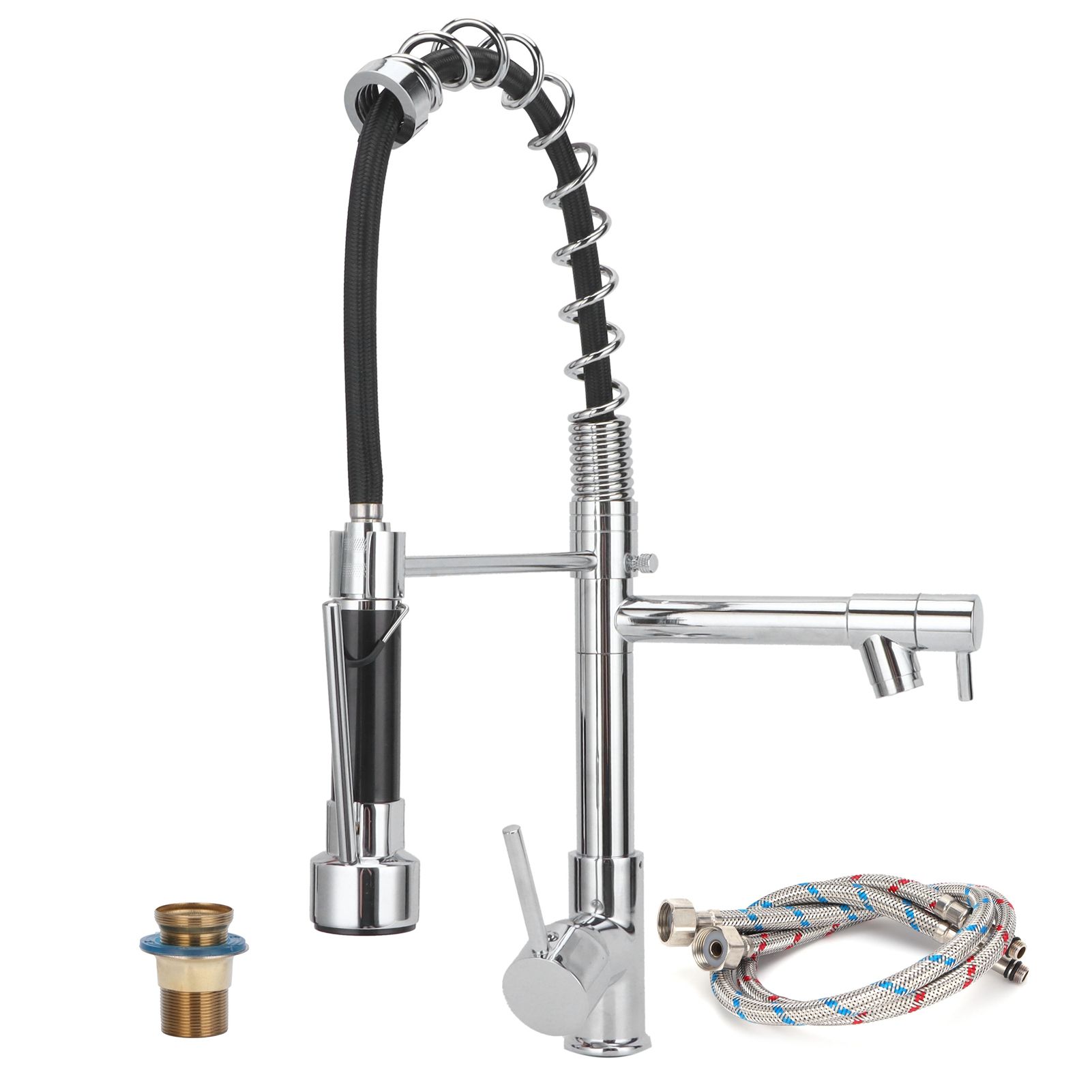 G1/2 Sink Faucet with Pull Down Sprayer Copper Brushed Single Handle Kitchen view 2