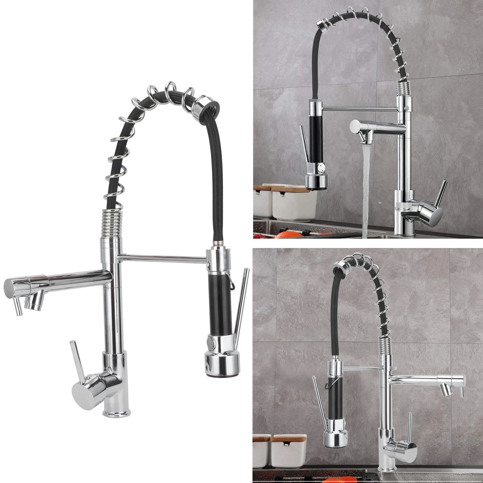 G1/2 Sink Faucet with Pull Down Sprayer Copper Brushed Single Handle Kitchen view 11