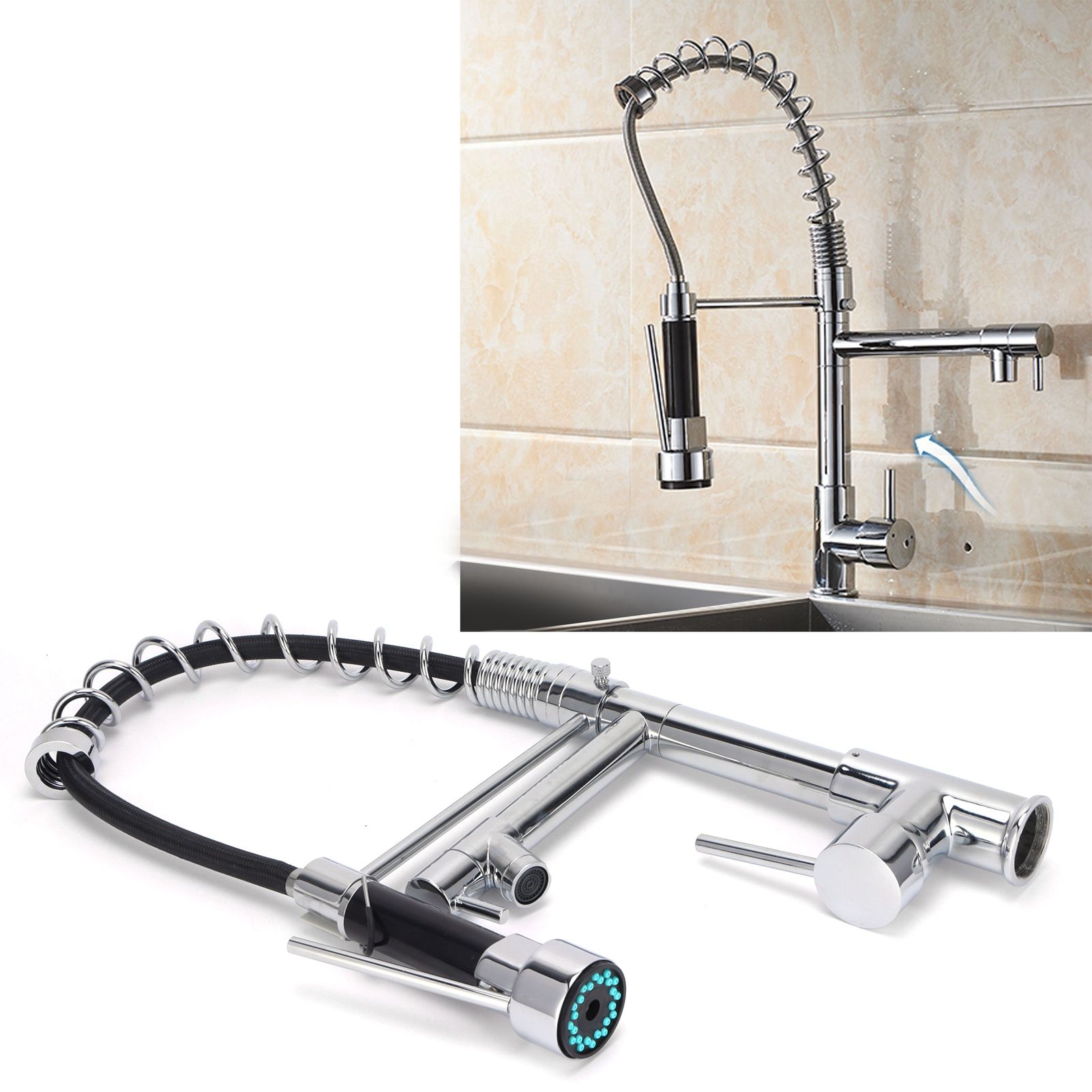 G1/2 Sink Faucet with Pull Down Sprayer Copper Brushed Single Handle Kitchen view 12