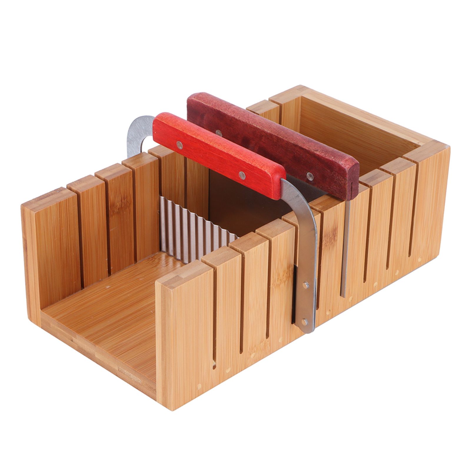 Soap Cutting Tool Set Wooden Bread Cutter Mold with Straight Wavy Stainless view 3
