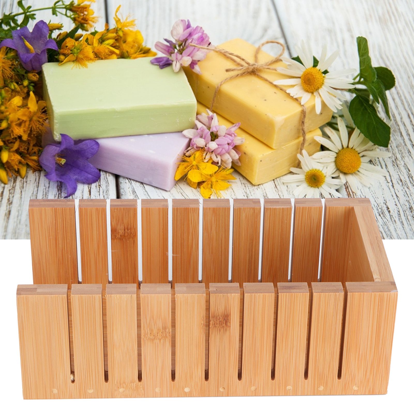 Soap Cutting Tool Set Wooden Bread Cutter Mold with Straight Wavy Stainless view 11
