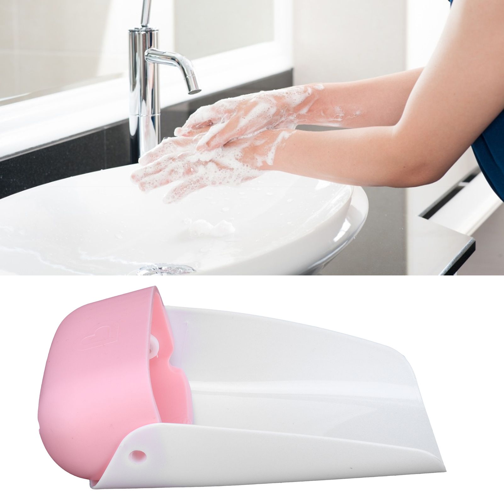 Portable Faucet Extender Sink Extension Spout for Toddler Baby Children Hand view 11