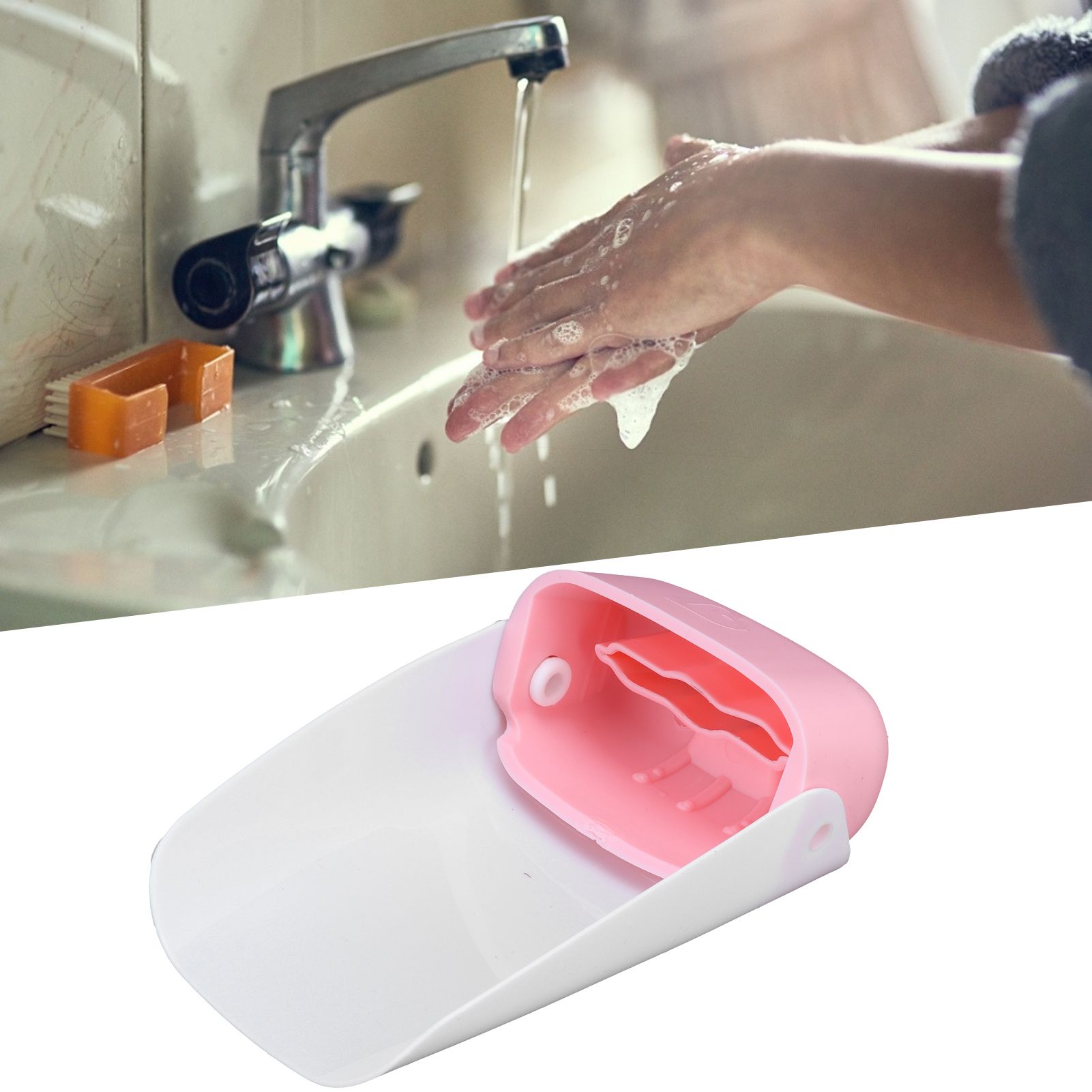 Portable Faucet Extender Sink Extension Spout for Toddler Baby Children Hand view 12
