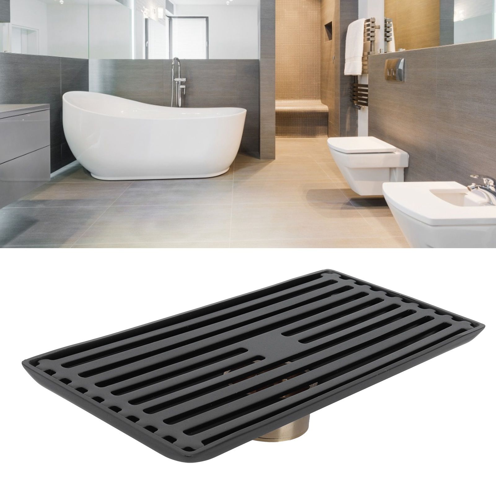 Black Floor Drain with Removable Cover Stainless Steel Bathroom Kitchen view 11
