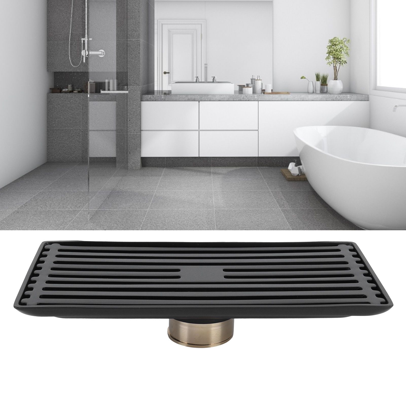 Black Floor Drain with Removable Cover Stainless Steel Bathroom Kitchen view 12