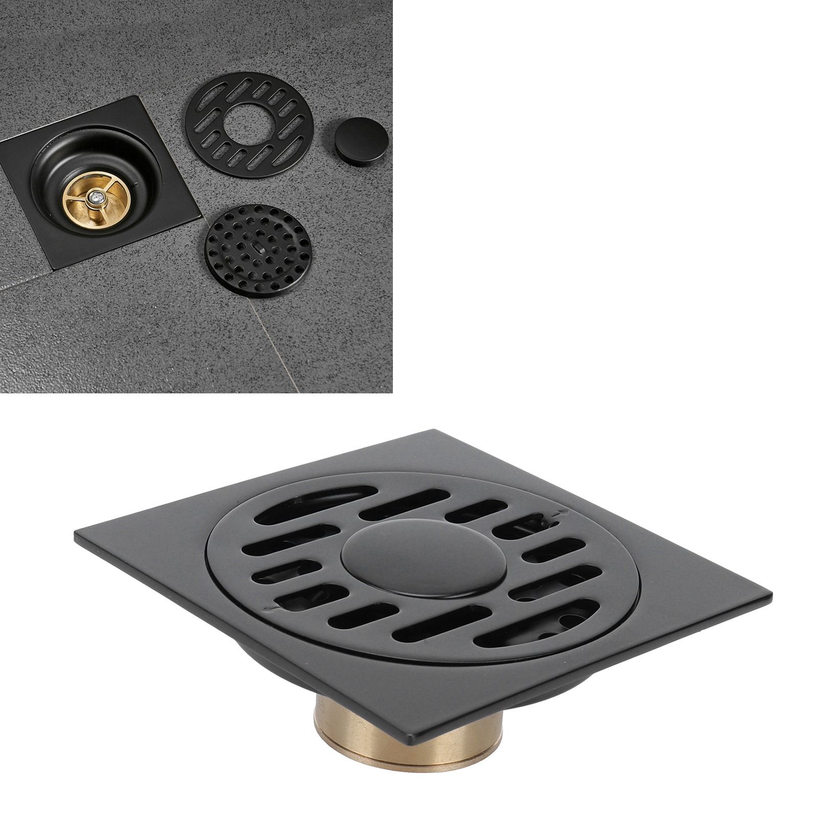 Concealed Floor Drain Set Deodorant Shower Drain Part for Bathroom Kitchen Black view 11