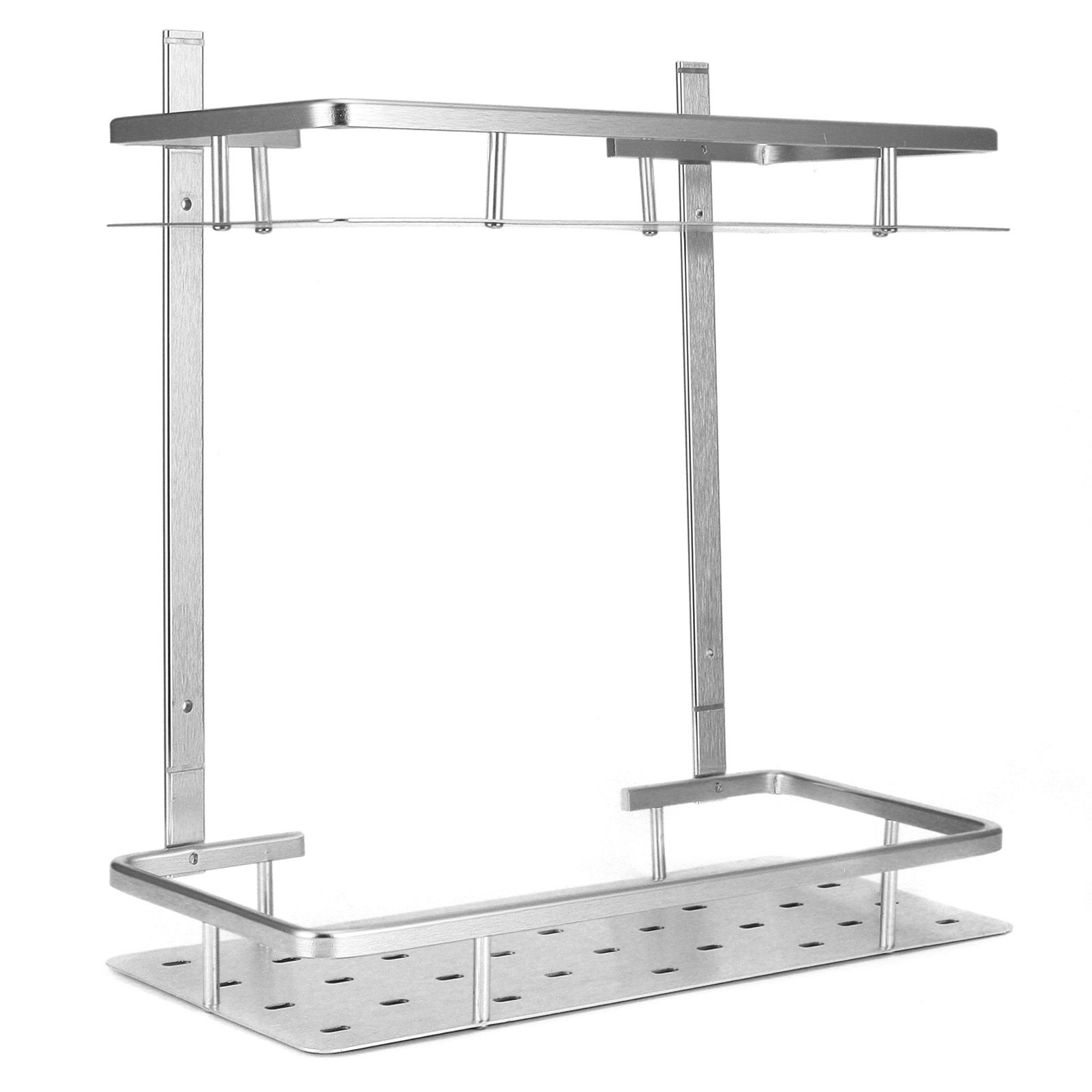 Space Aluminum Bathroom Shelf RustProof Shower Rack Kitchen Storage Basket for view 5