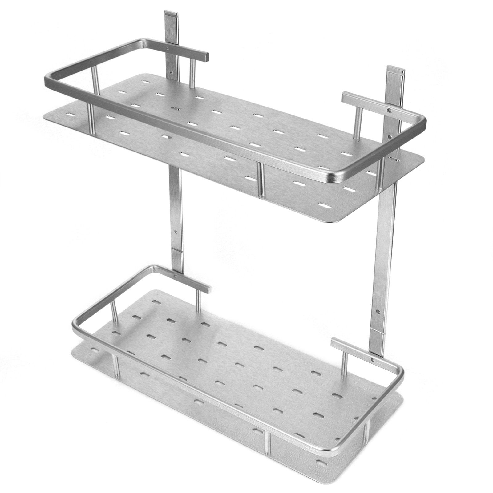 Space Aluminum Bathroom Shelf RustProof Shower Rack Kitchen Storage Basket for view 9