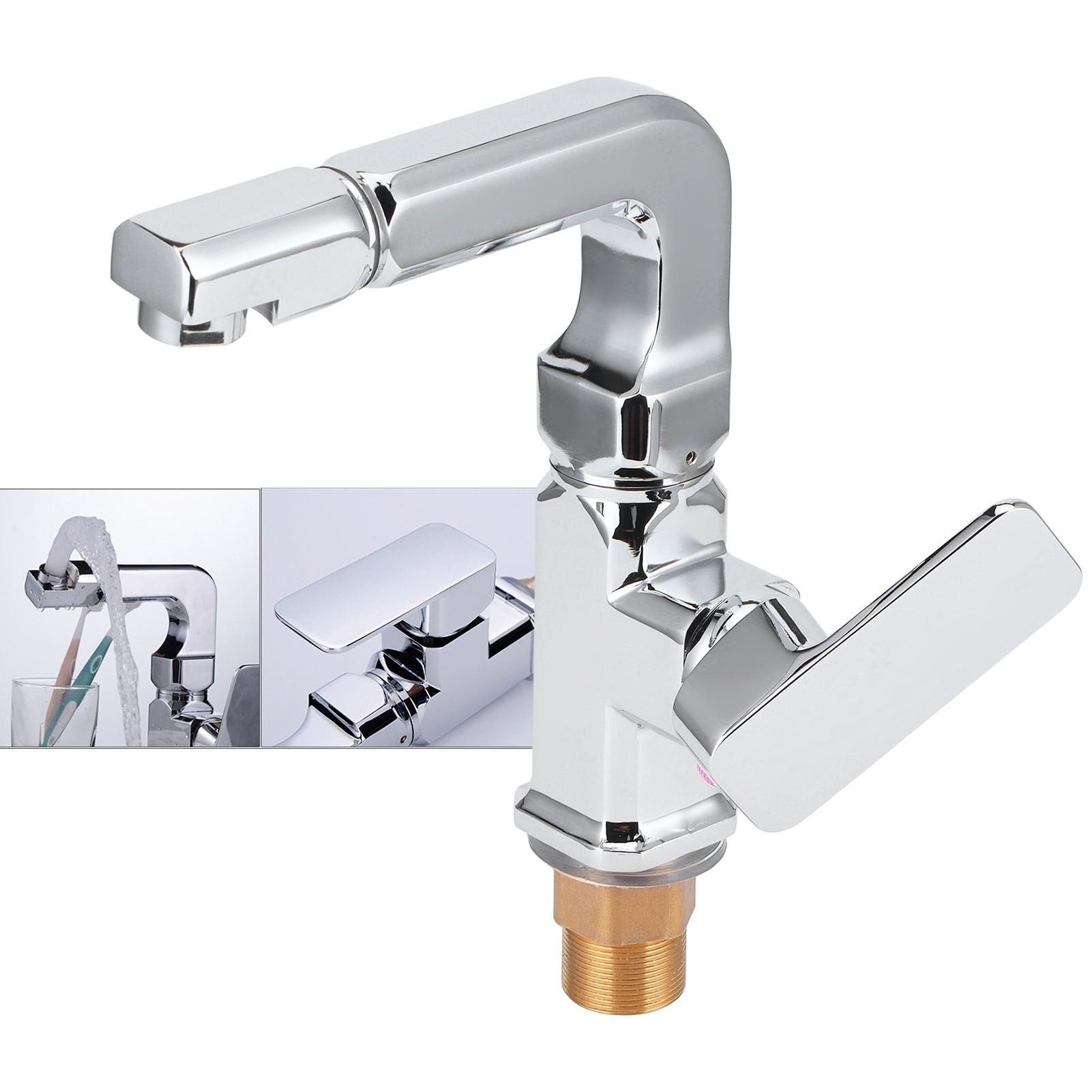 G1/2 Hot and Cold Single Hole Washbasin Faucet 360 Degree Rotate Single Handle view 12