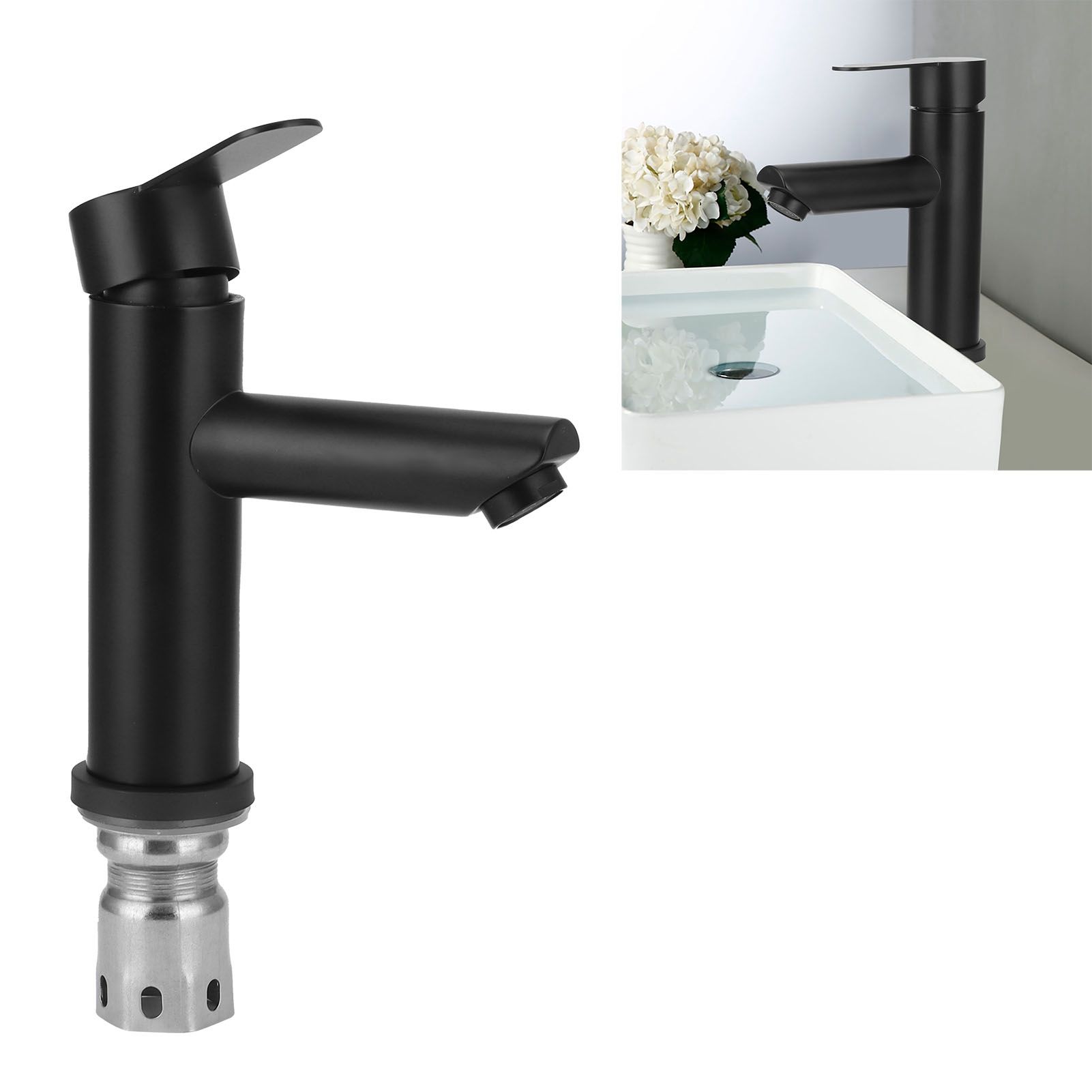 G1/2 Stainless Steel Hot and Cold Water Faucet Bathroom Countertop Basin Sink view 11