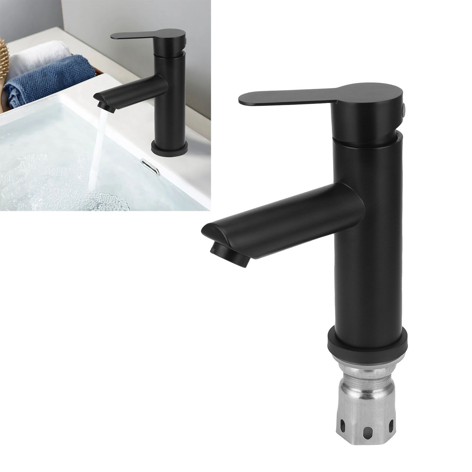 G1/2 Stainless Steel Hot and Cold Water Faucet Bathroom Countertop Basin Sink view 12