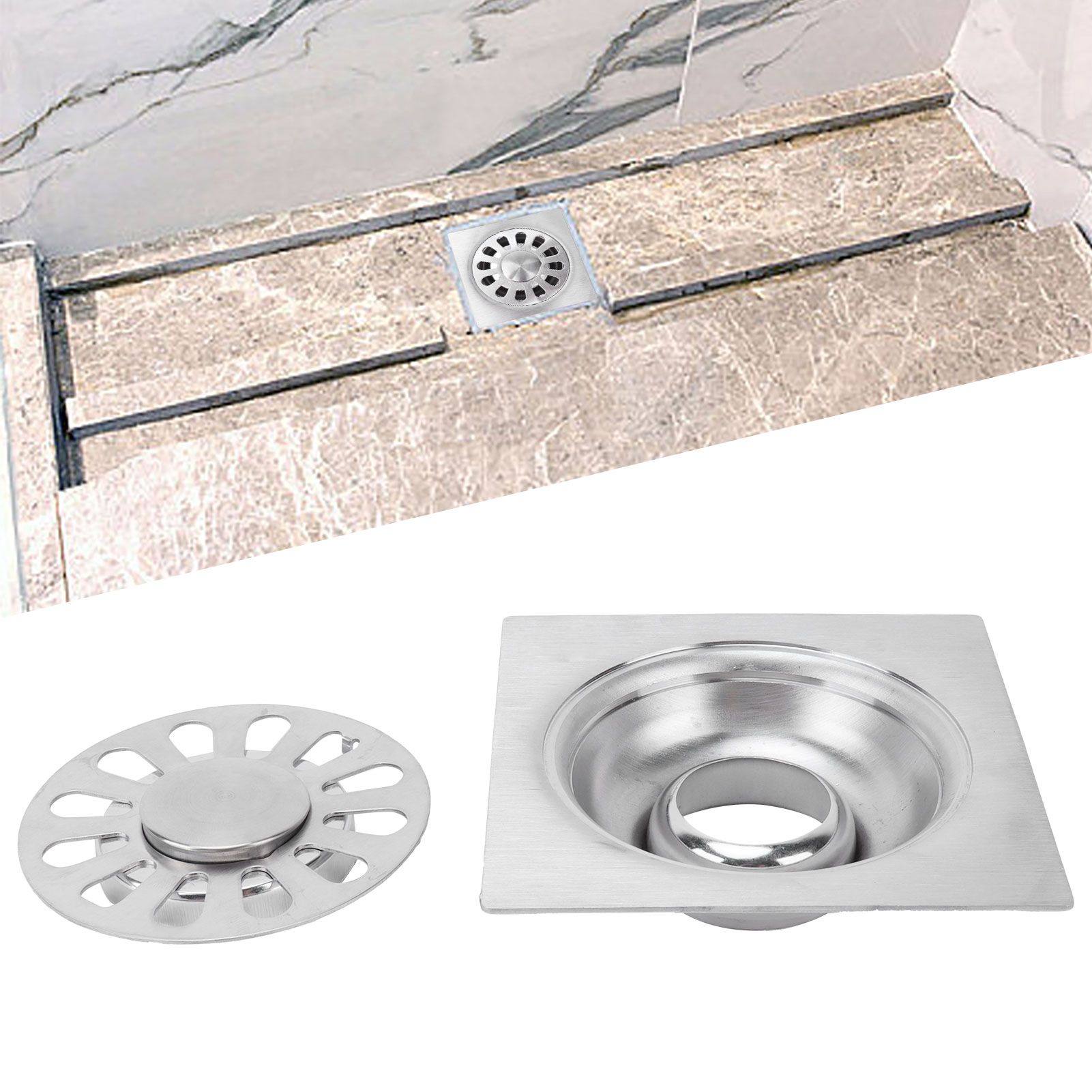Square Floor Drain Set 304 Stainless Steel Shower Drain For Bathroom Kitchen view 12