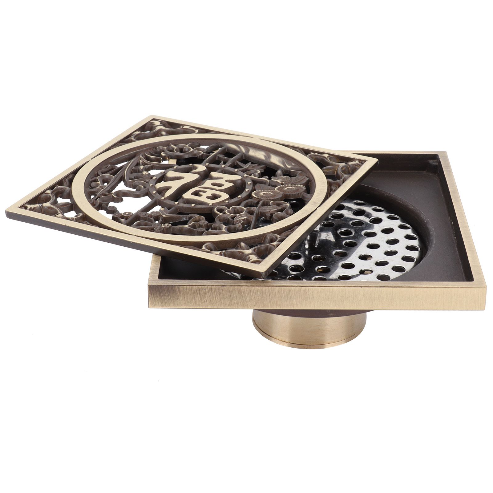 Copper Floor Drain Antique Shower Floor Drain Set with Cover Filter Bathroom view 7