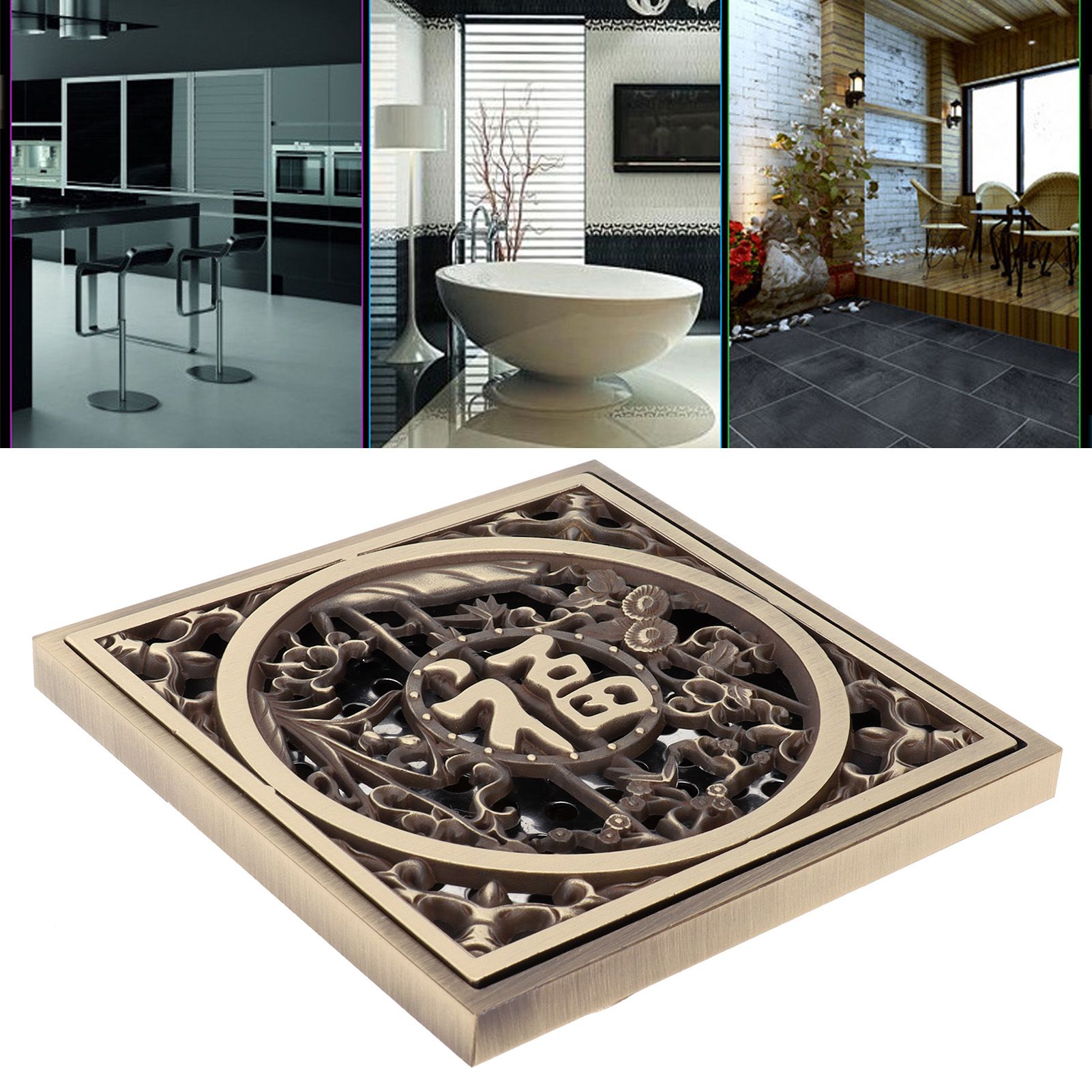 Copper Floor Drain Antique Shower Floor Drain Set with Cover Filter Bathroom view 12