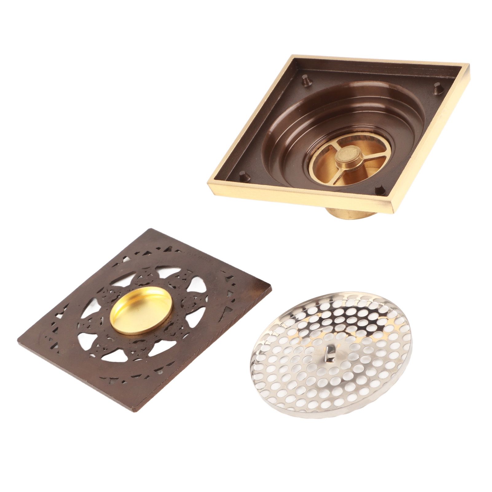 10x10cm All‑Copper Floor Drain Insect‑Proof Odor‑Proof Antique Floor Drain for view 3