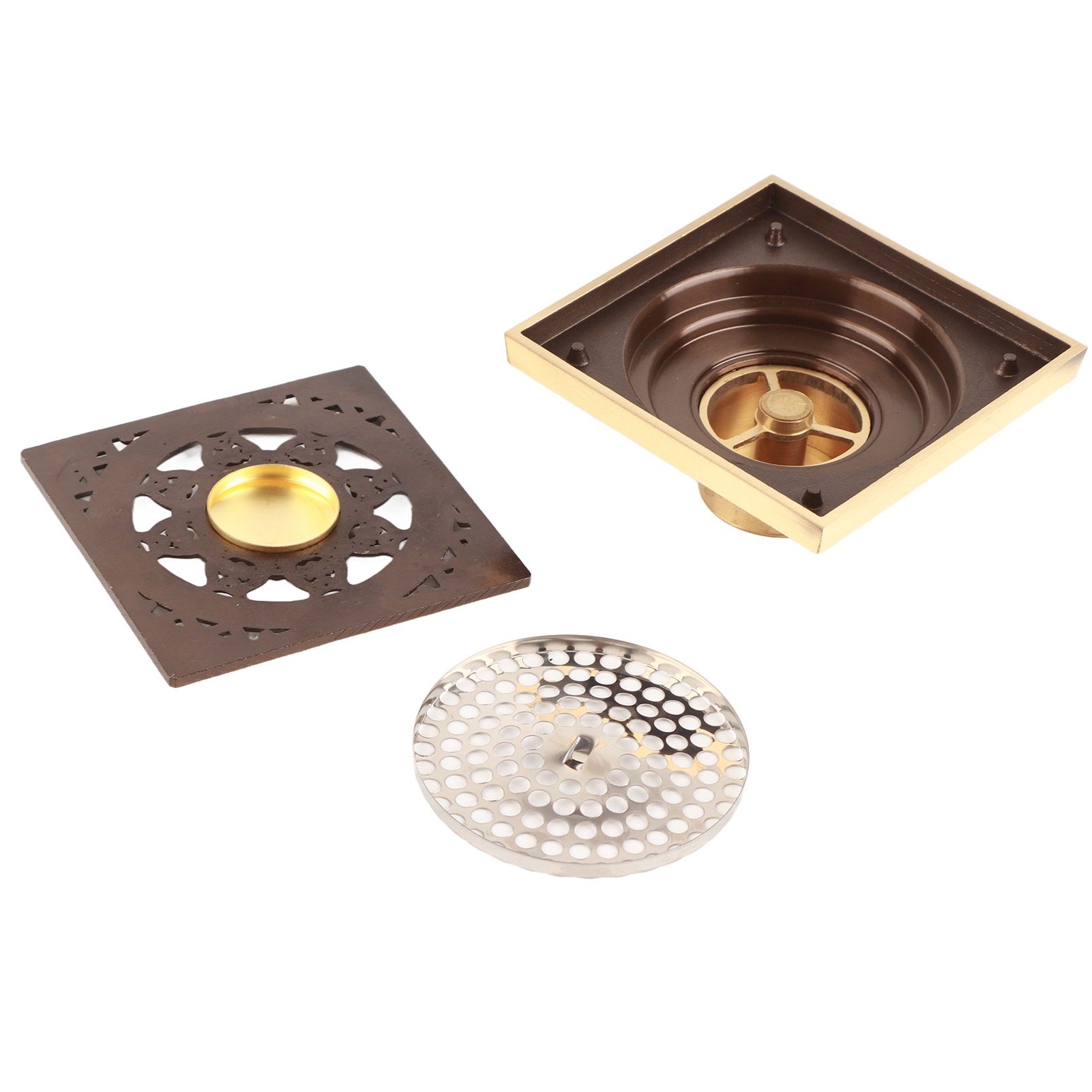 10x10cm All‑Copper Floor Drain Insect‑Proof Odor‑Proof Antique Floor Drain for view 8