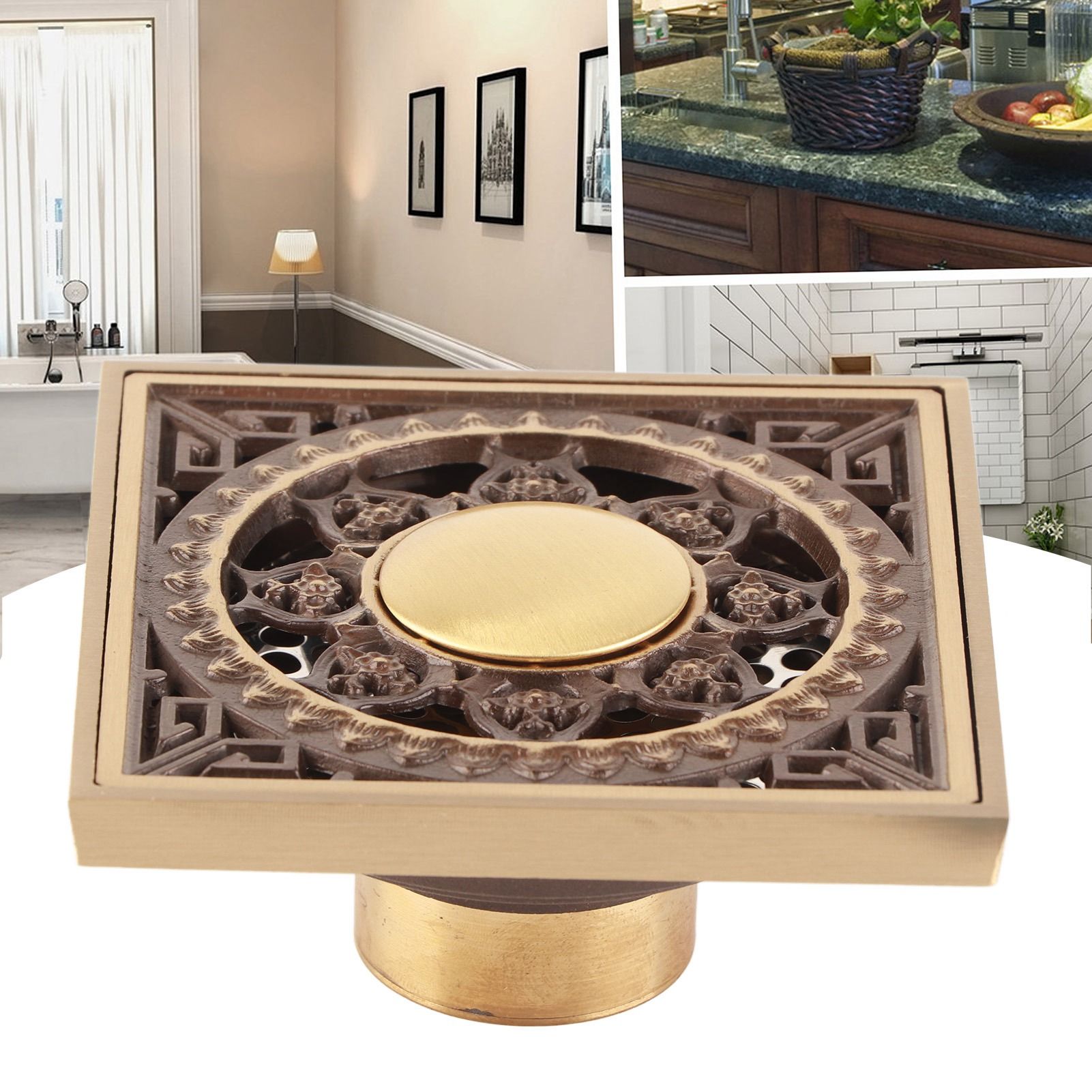 10x10cm All‑Copper Floor Drain Insect‑Proof Odor‑Proof Antique Floor Drain for view 11